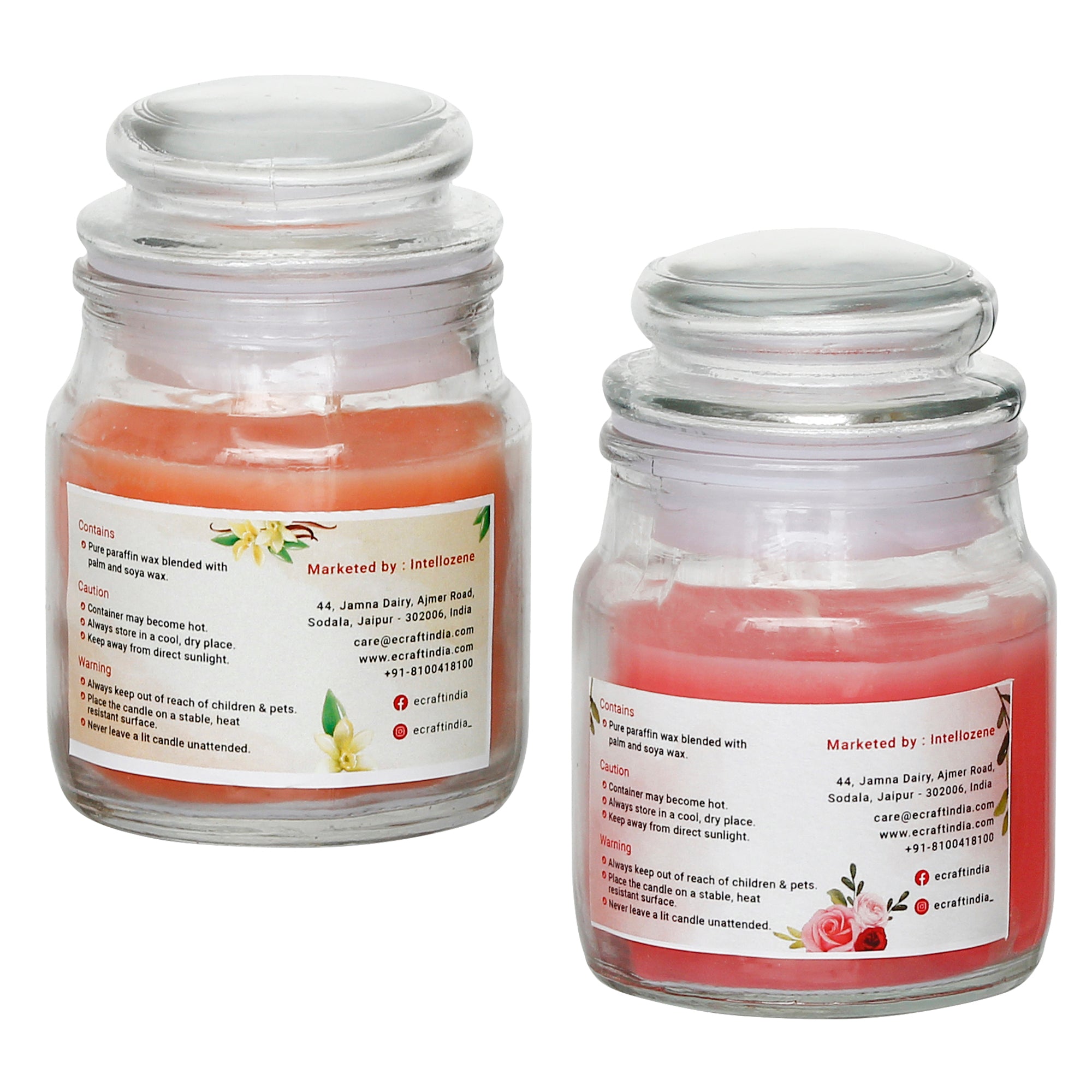 Set of 2 Rose and Vanilla Scented Jar Candles 5