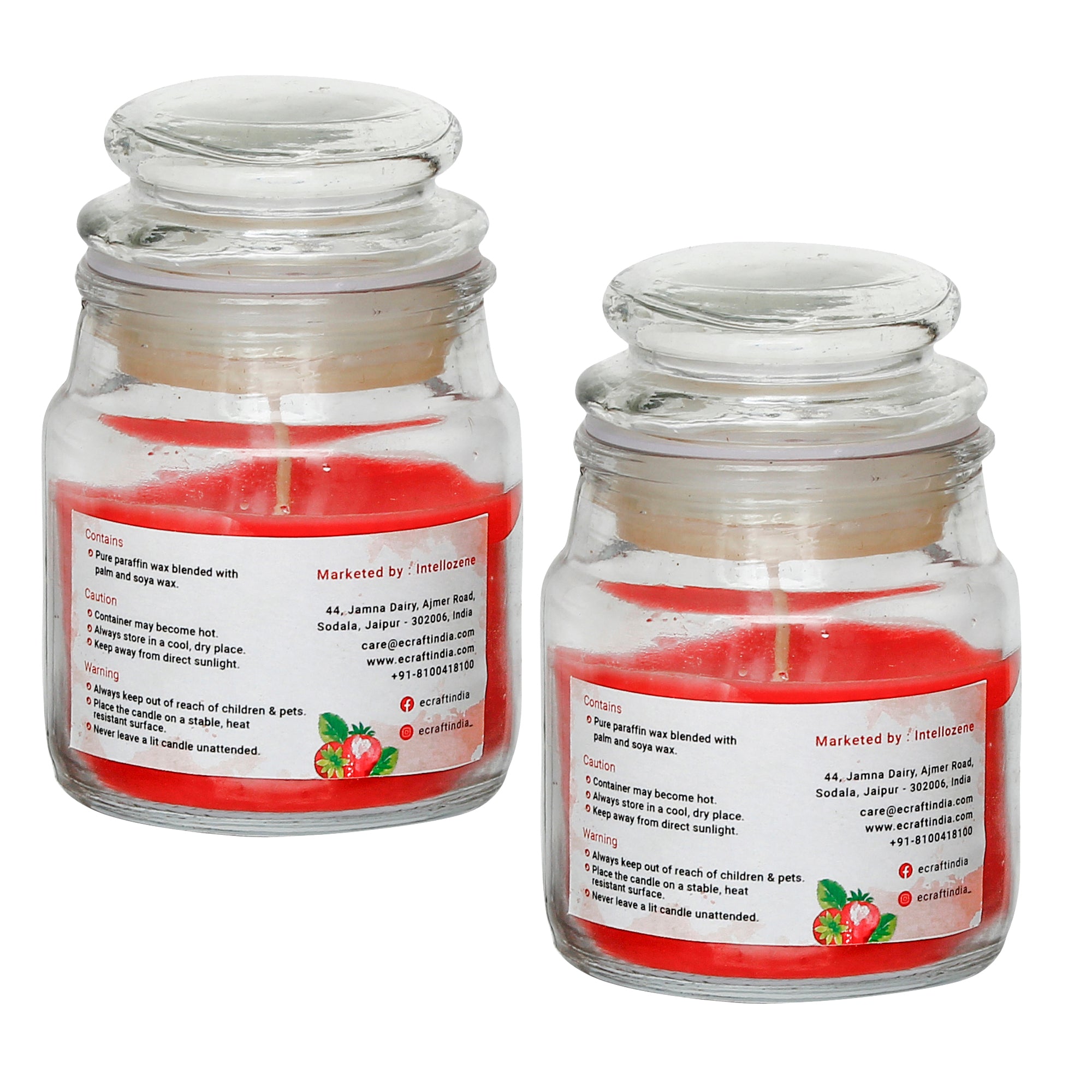 Set of 2 Strawberry Scented Jar Candle 4