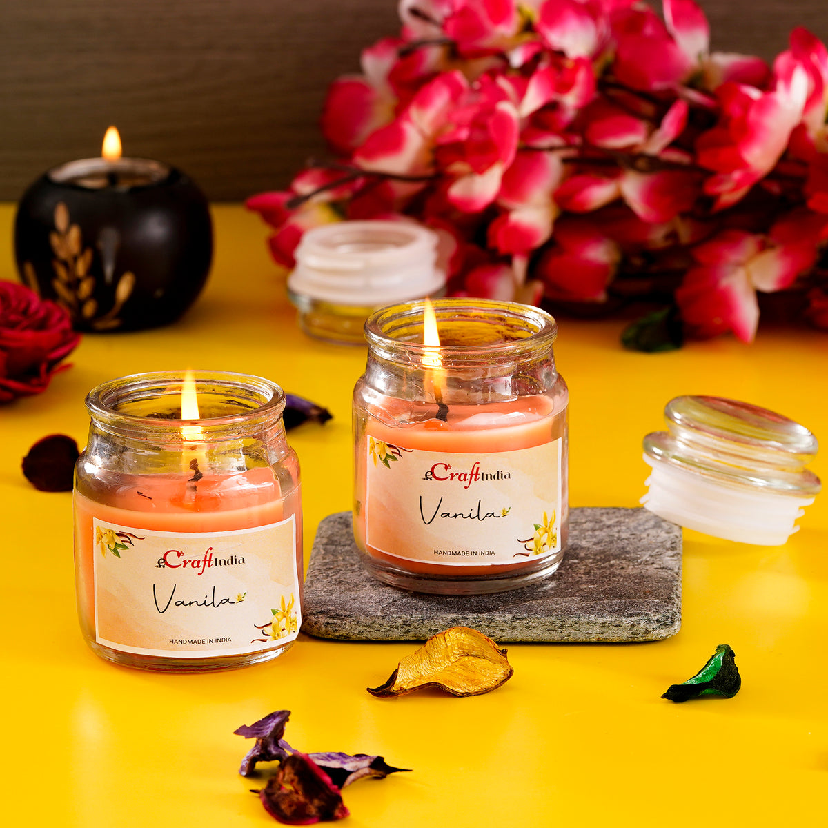 Set of 2 Vanilla Scented Jar Candle - eCraftIndia Online