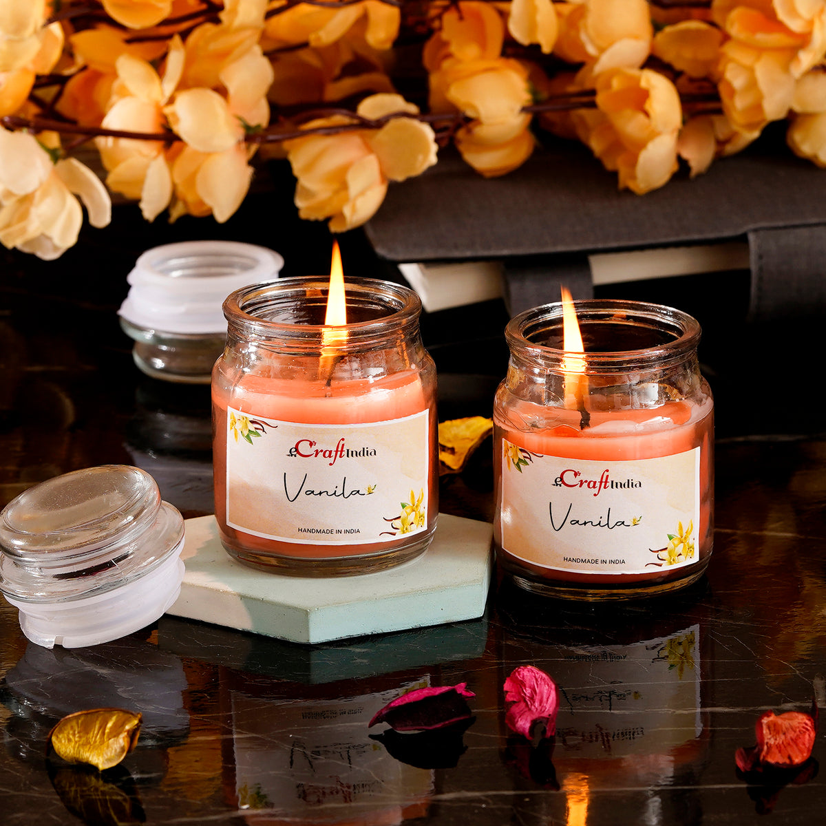 Set of 2 Vanilla Scented Jar Candle - eCraftIndia Online