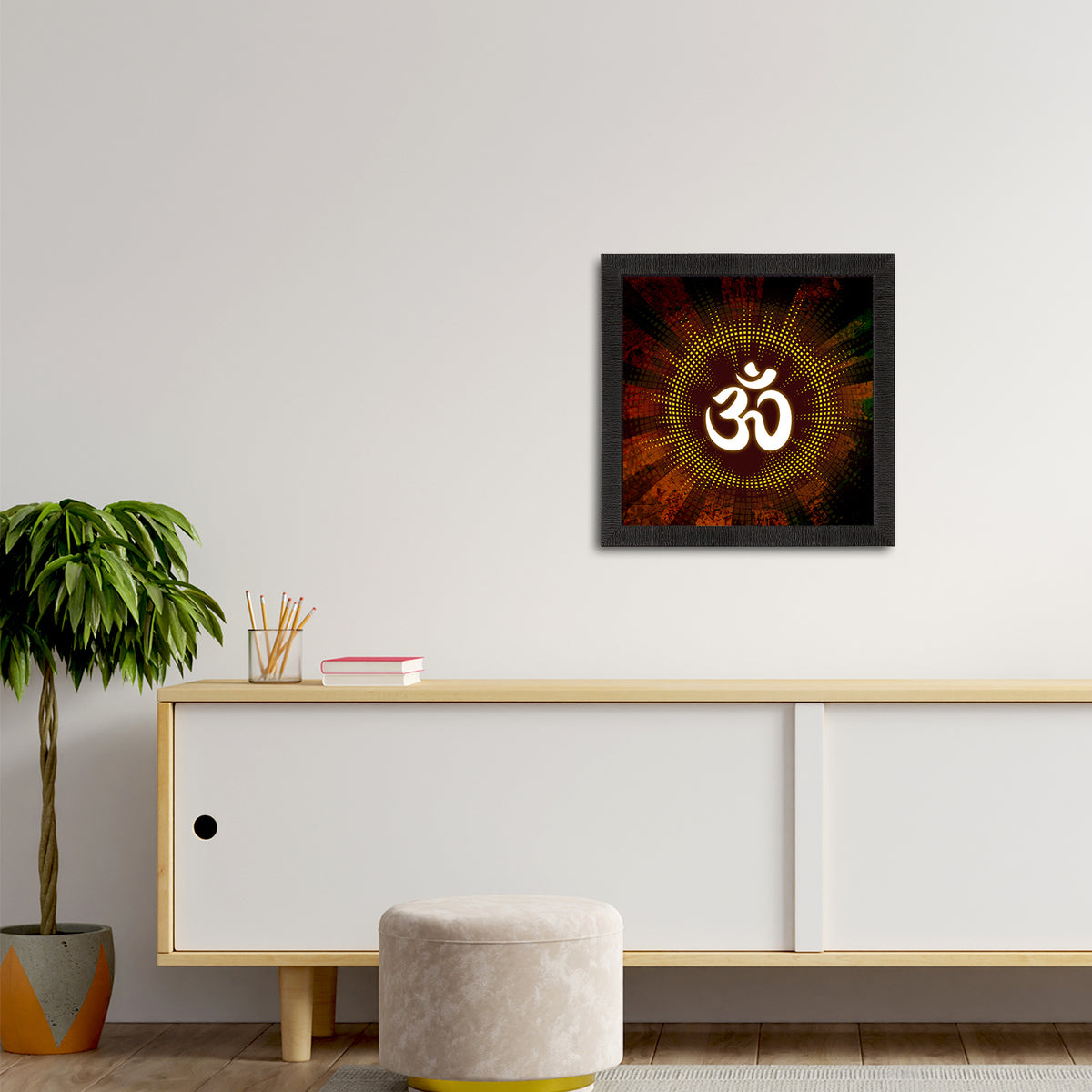 Om Symbol Satin Matt Textured UV Art Painting eCraftIndia Online