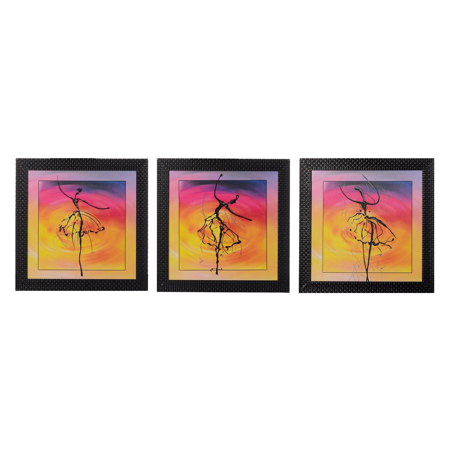 Set of 3 Dancing Girl Pose Satin Matt Texture UV Art Painting