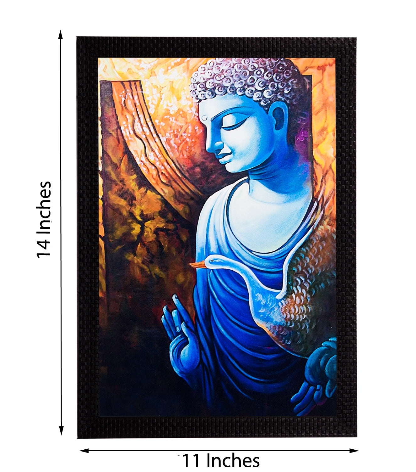Lord Buddha With Swan Satin Matt Texture UV Art Painting 2