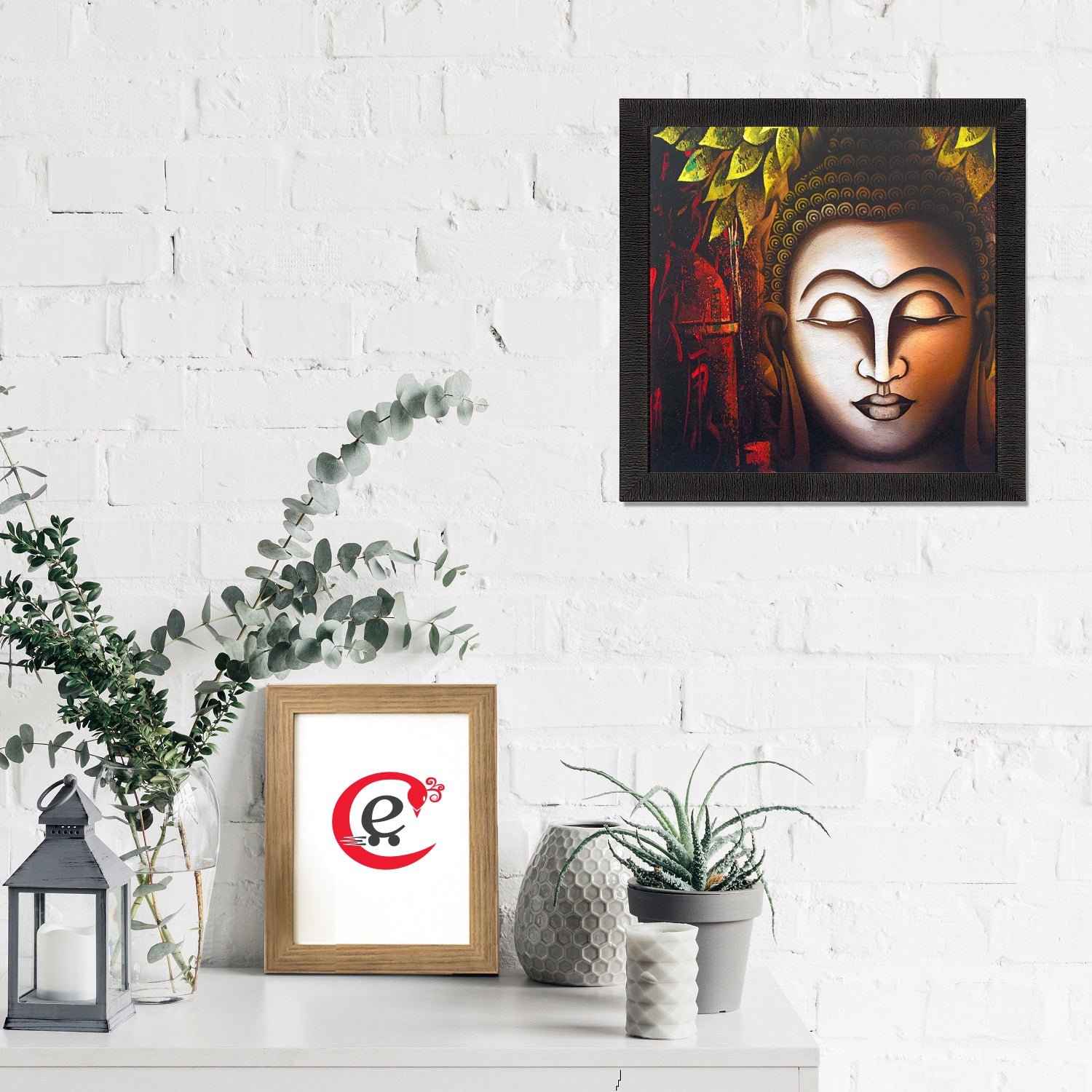 Face Of Lord Buddha Painting Digital Printed Religious Wall Art 1
