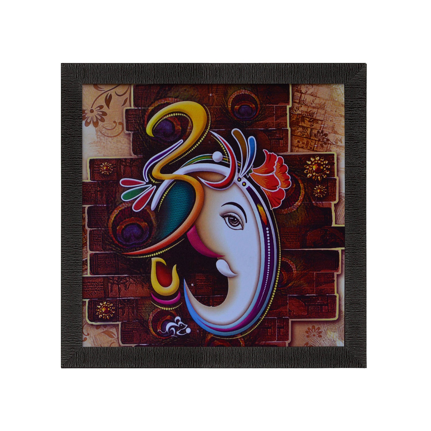 Colorful Om Ganesha Design Satin Matt Texture UV Art Painting