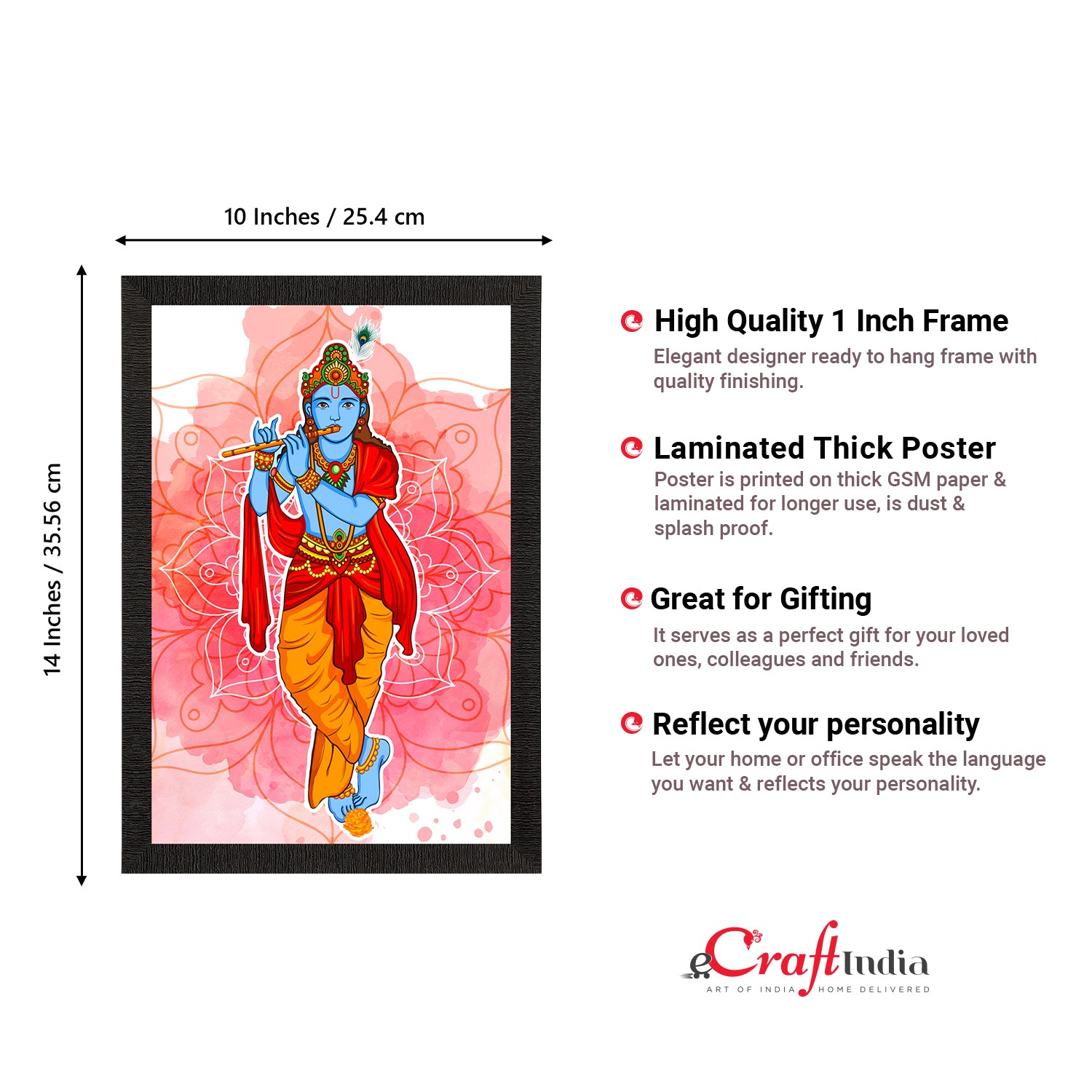 Lord Krishna Playing Flute Painting Digital Printed Religious Wall Art 3