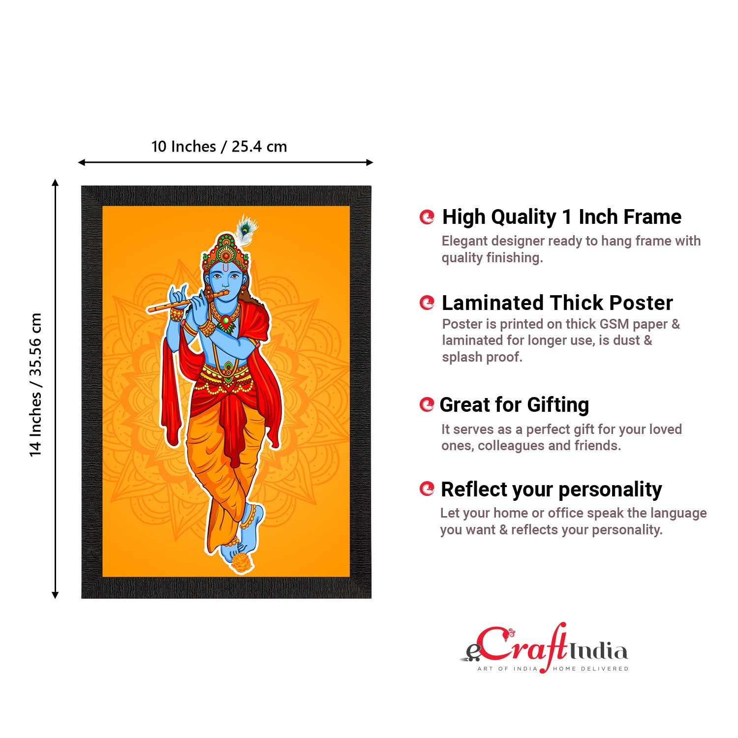 Standing Lord Krishna Painting Digital Printed Religious Wall Art 3