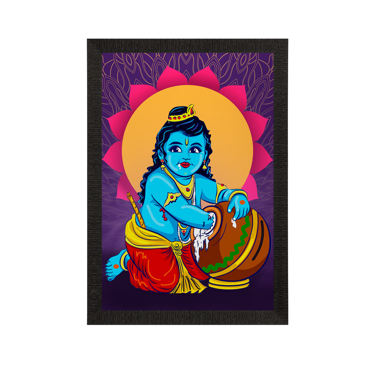 Lord Krishna Satin Matt Texture UV Art Painting - eCraftIndia Online