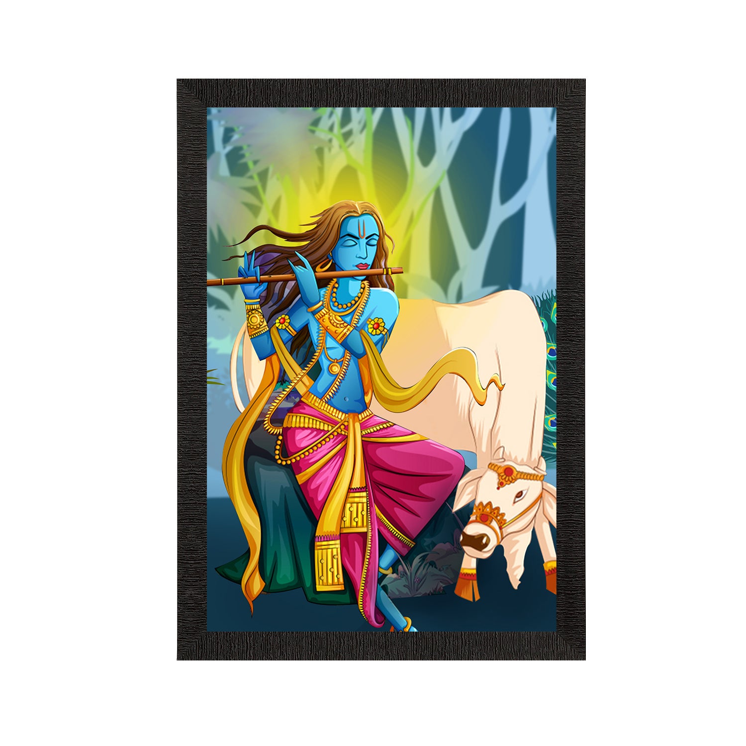 Lord Krishna Satin Matt Texture UV Art Painting