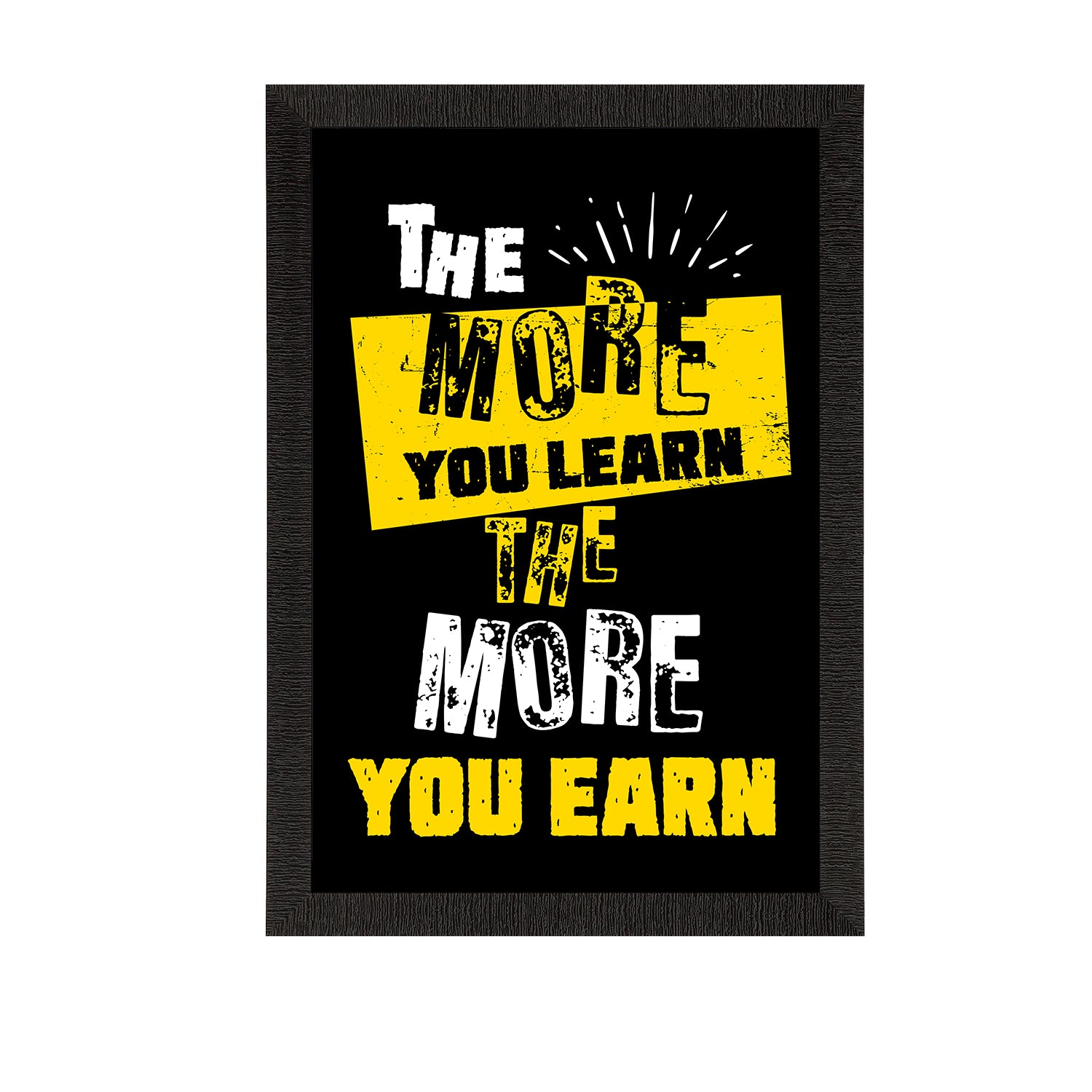 "The More You LEARN The More You EARN" Motivational Quote Satin Matt Texture UV Art Painting
