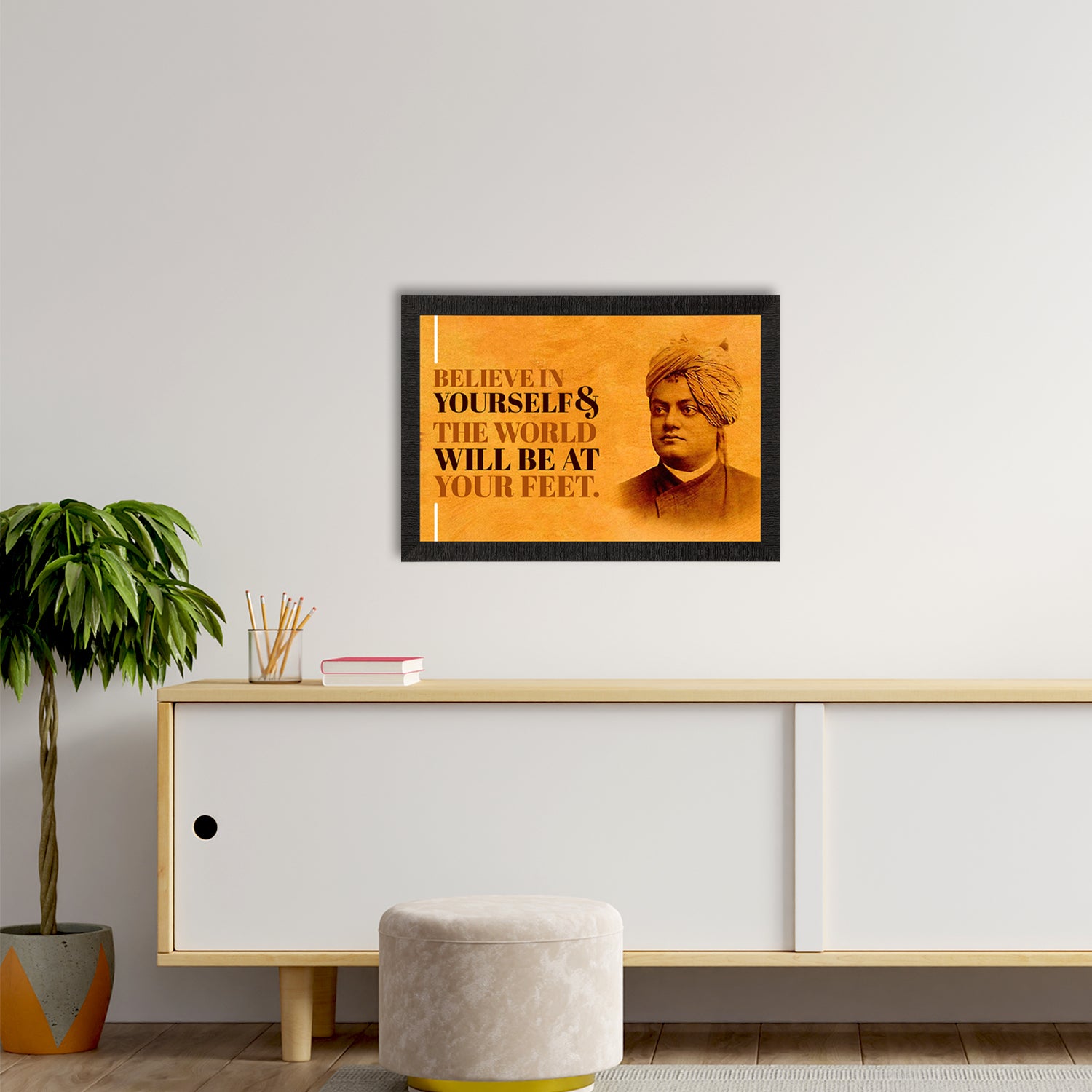 Believe In Yourself & The World Will Be At Your Feet Swami Vivekananda Motivational Quote Painting 2