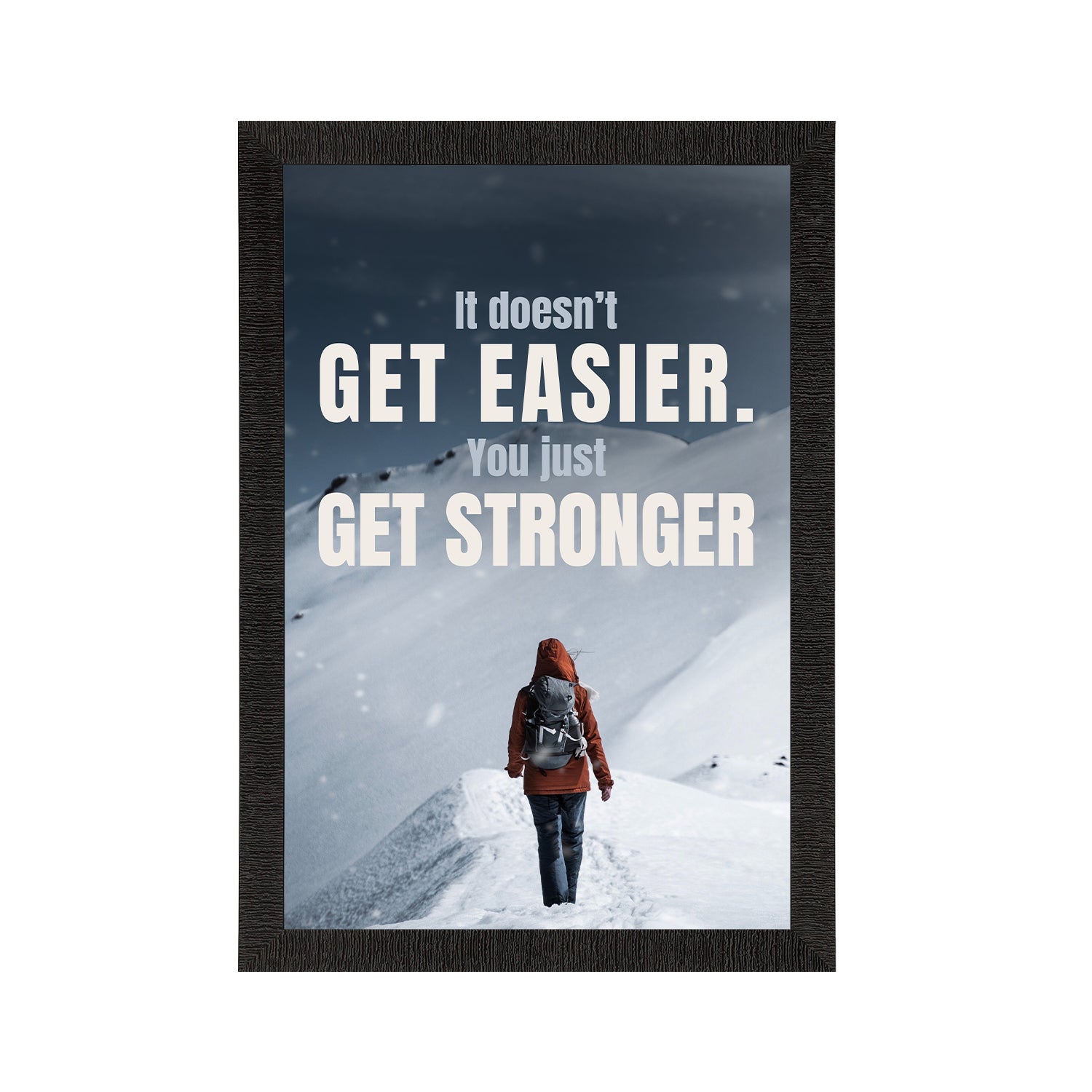 "It Doesn't Get Easier, You just get Stronger" Motivational Quote Satin Matt Texture UV Art Painting