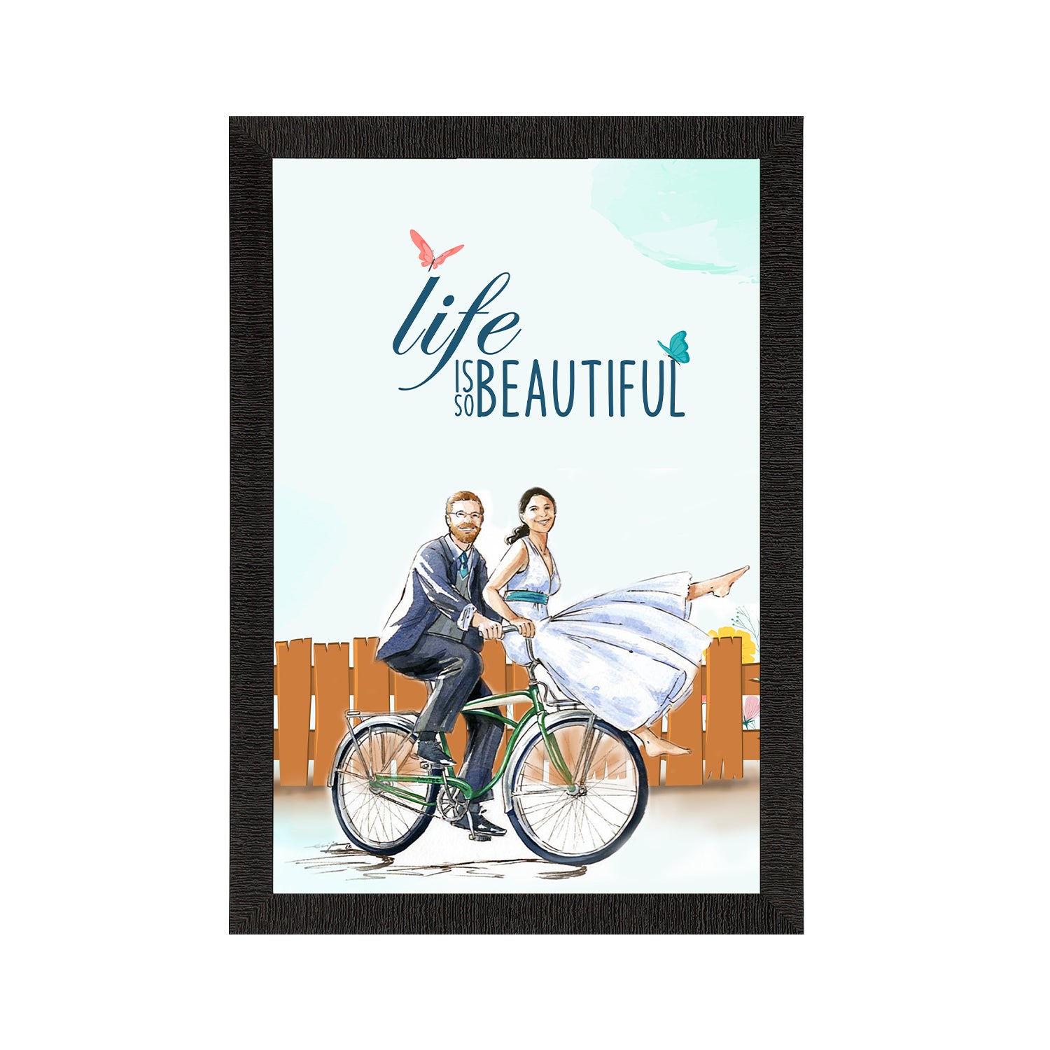 "Life is so Beautiful" Quirky Quote Satin Matt Texture UV Art Painting