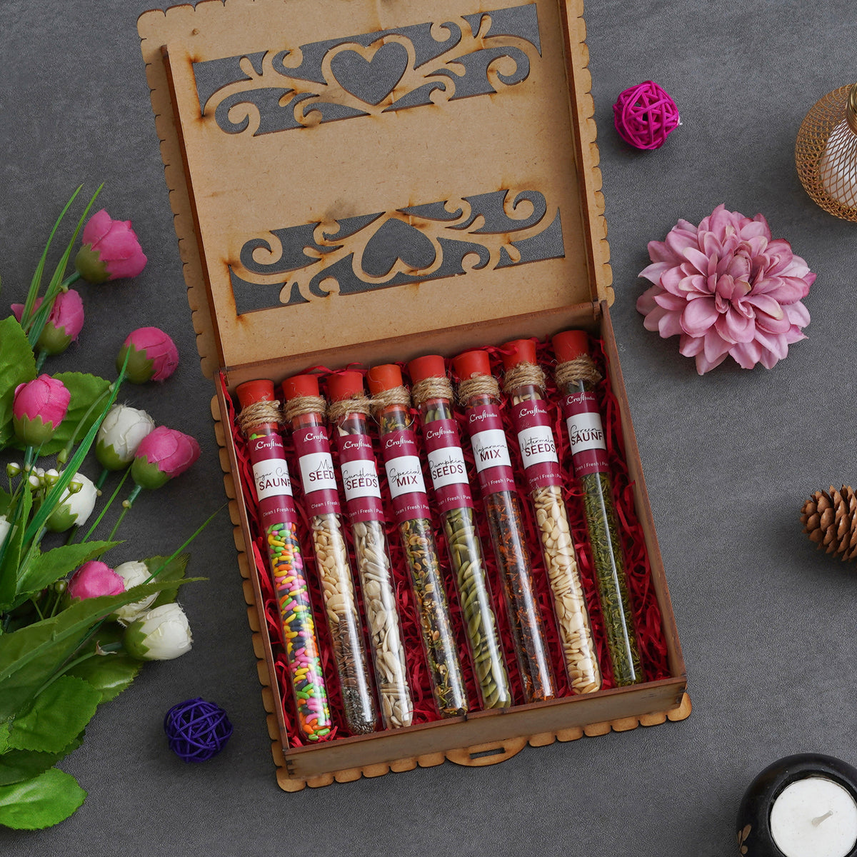 eCraftIndia The Refreshing Gift Box Set Of 4 Sugar Coated Saunf, Gre