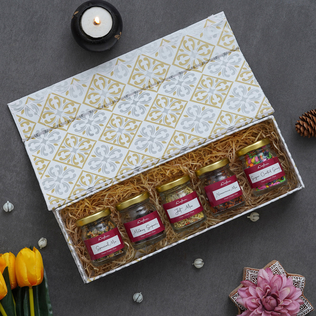 eCraftIndia Assorted Mouth Fresheners Gift Hamper 5 Jars of Special