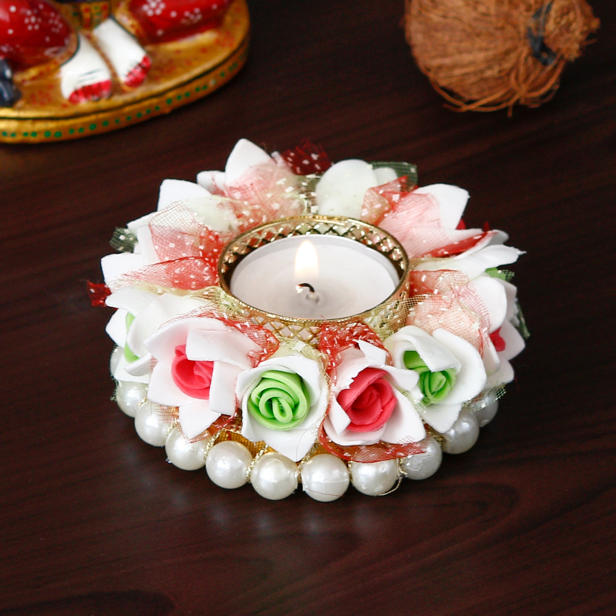 Designer Handcrafted Floral Tea Light Holder