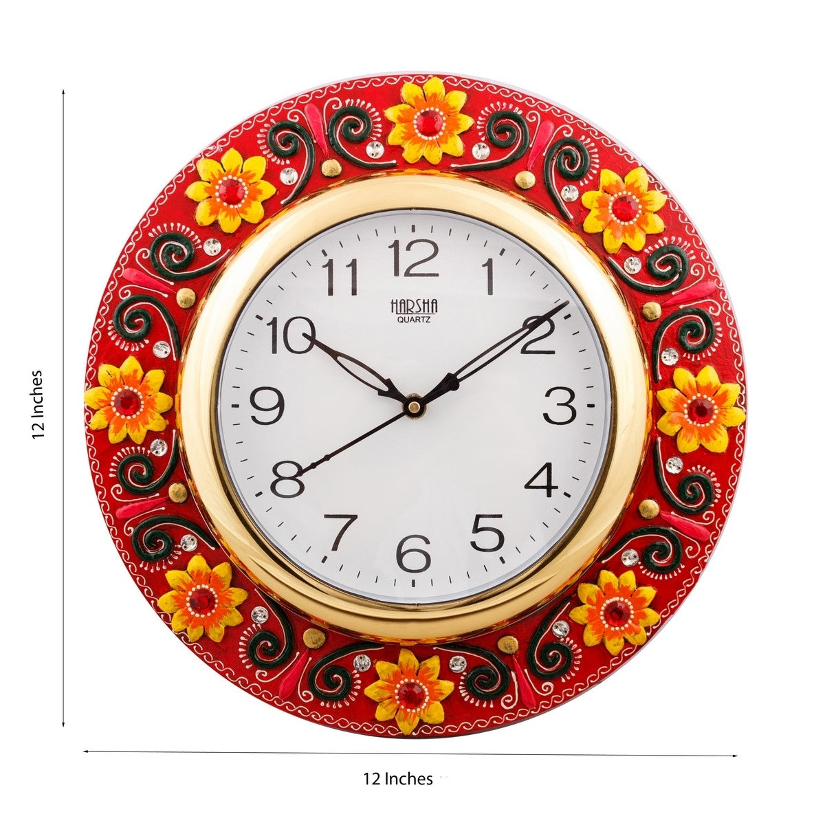 Fine Crafted Florid Papier-Mache Wooden Handcrafted Wall Clock 2