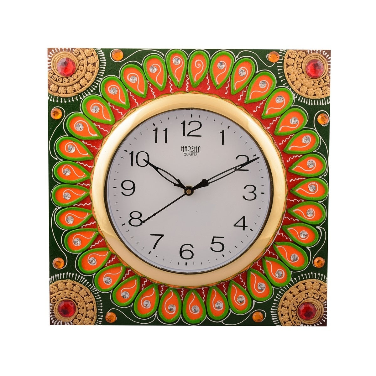 Wooden Papier Mache Splendid Artistic Handcrafted Wall Clock