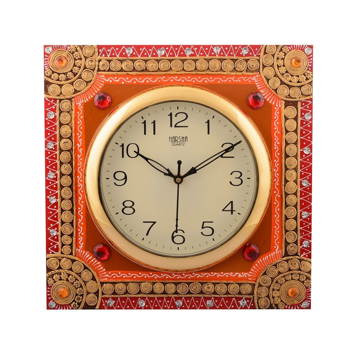 Wooden Papier Mache Elegant Artistic Handcrafted Wall Clock