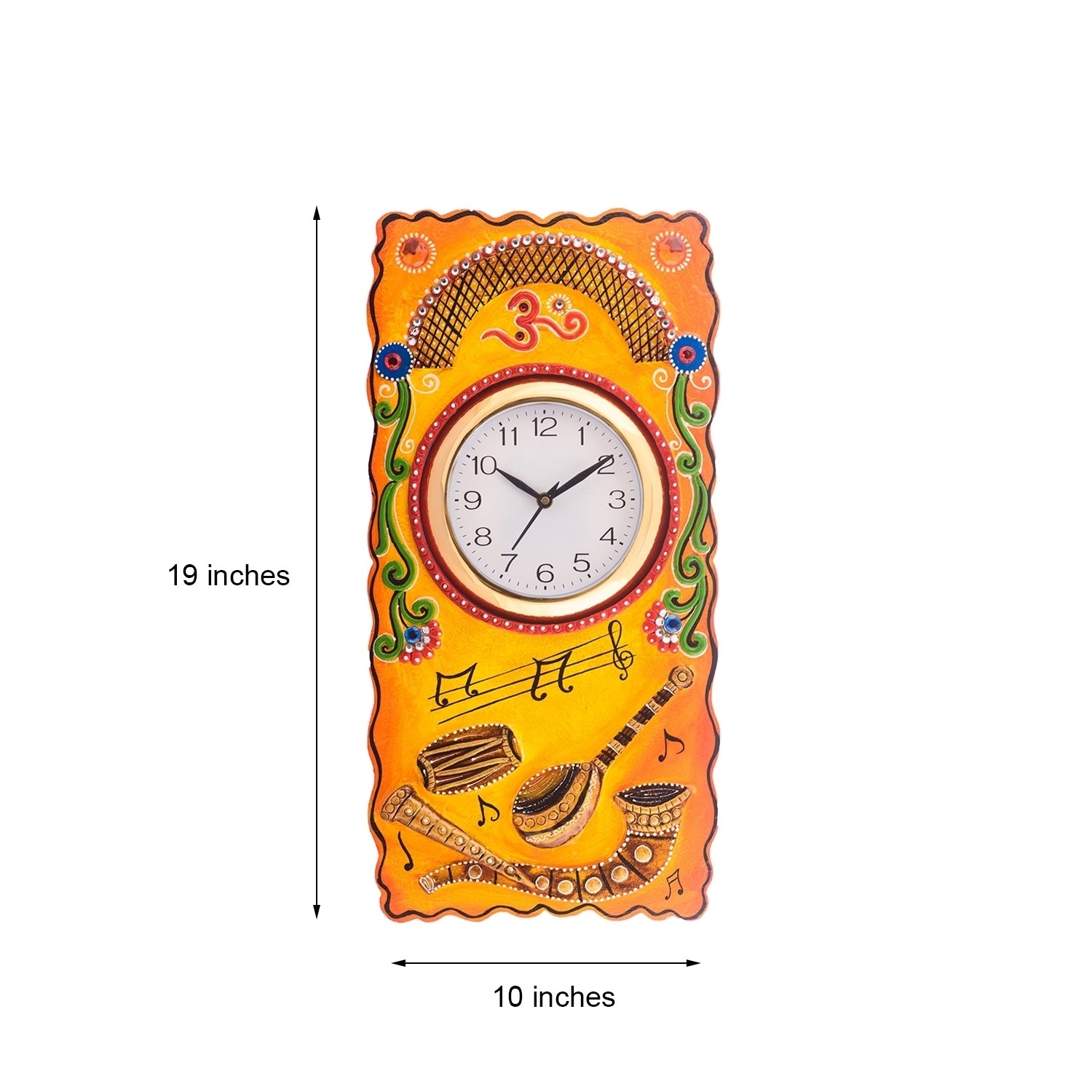 Musical Instruments Embossed Coloful Wooden Handcrafted Wooden Wall Clock (H - 19Inch) 2