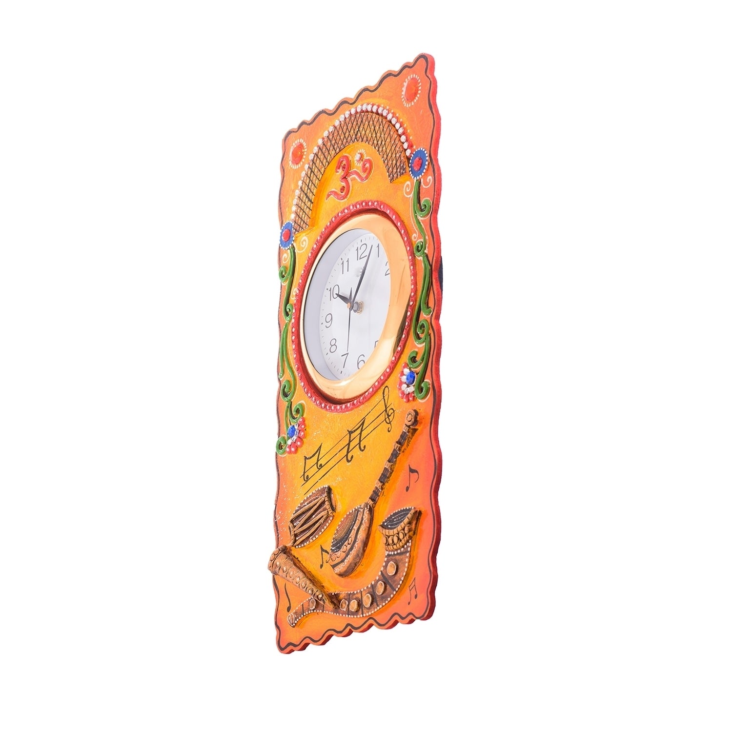 Musical Instruments Embossed Coloful Wooden Handcrafted Wooden Wall Clock (H - 19Inch) 4