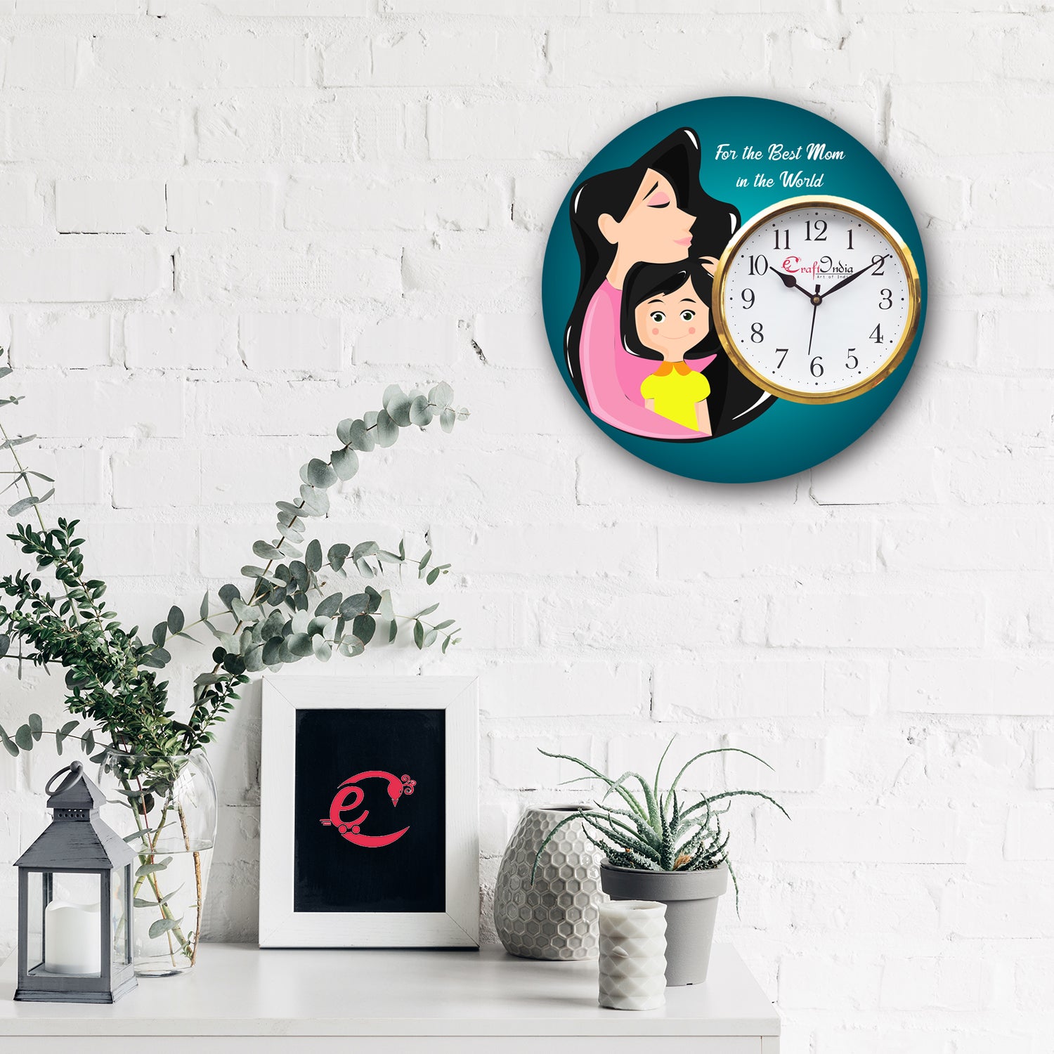 Best Mom in the World Theme Wooden Colorful Round Wall Clock 1