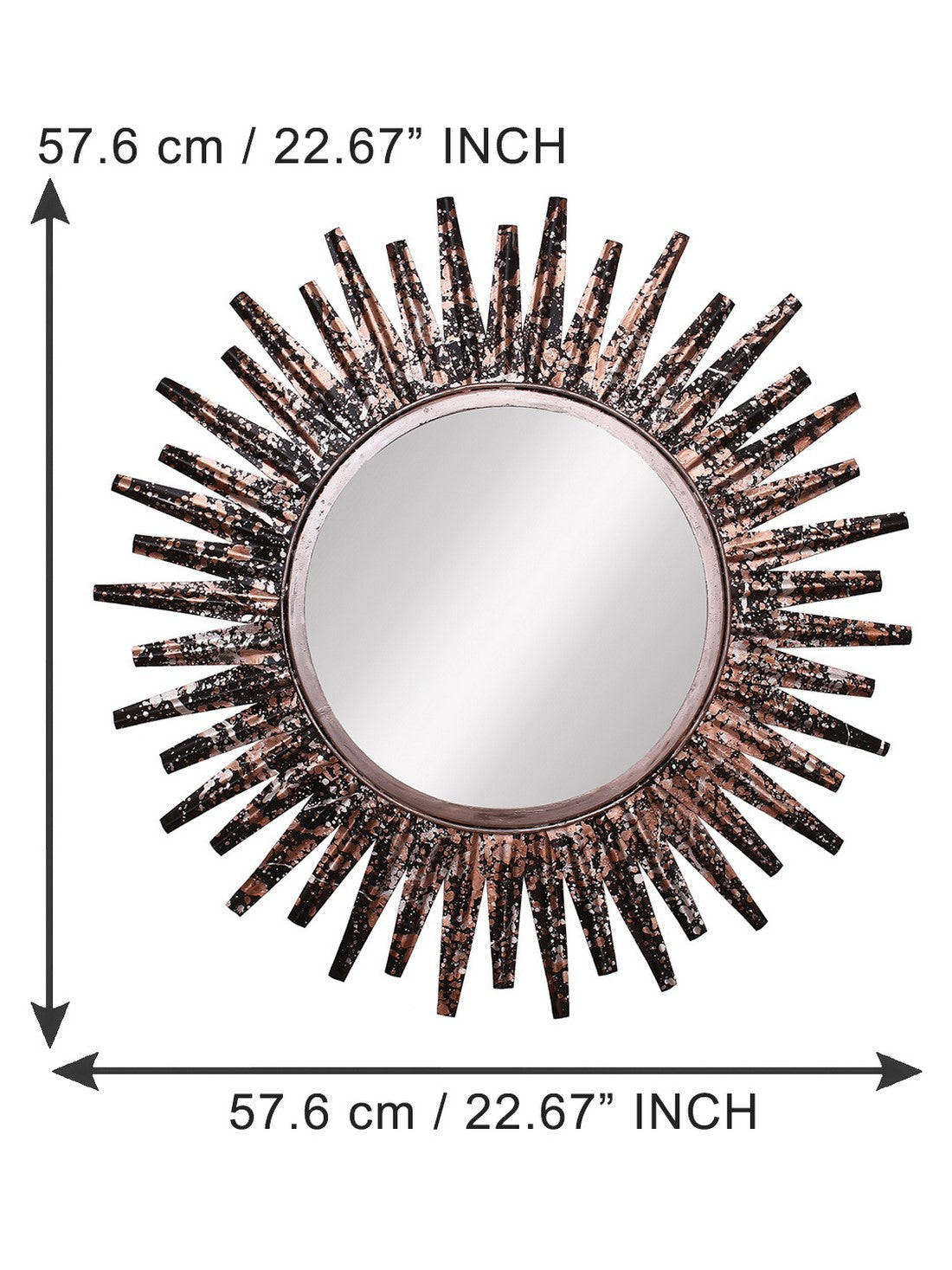 Brown, Copper and Black Decorative Metal Handcarved Wall Mirror 2