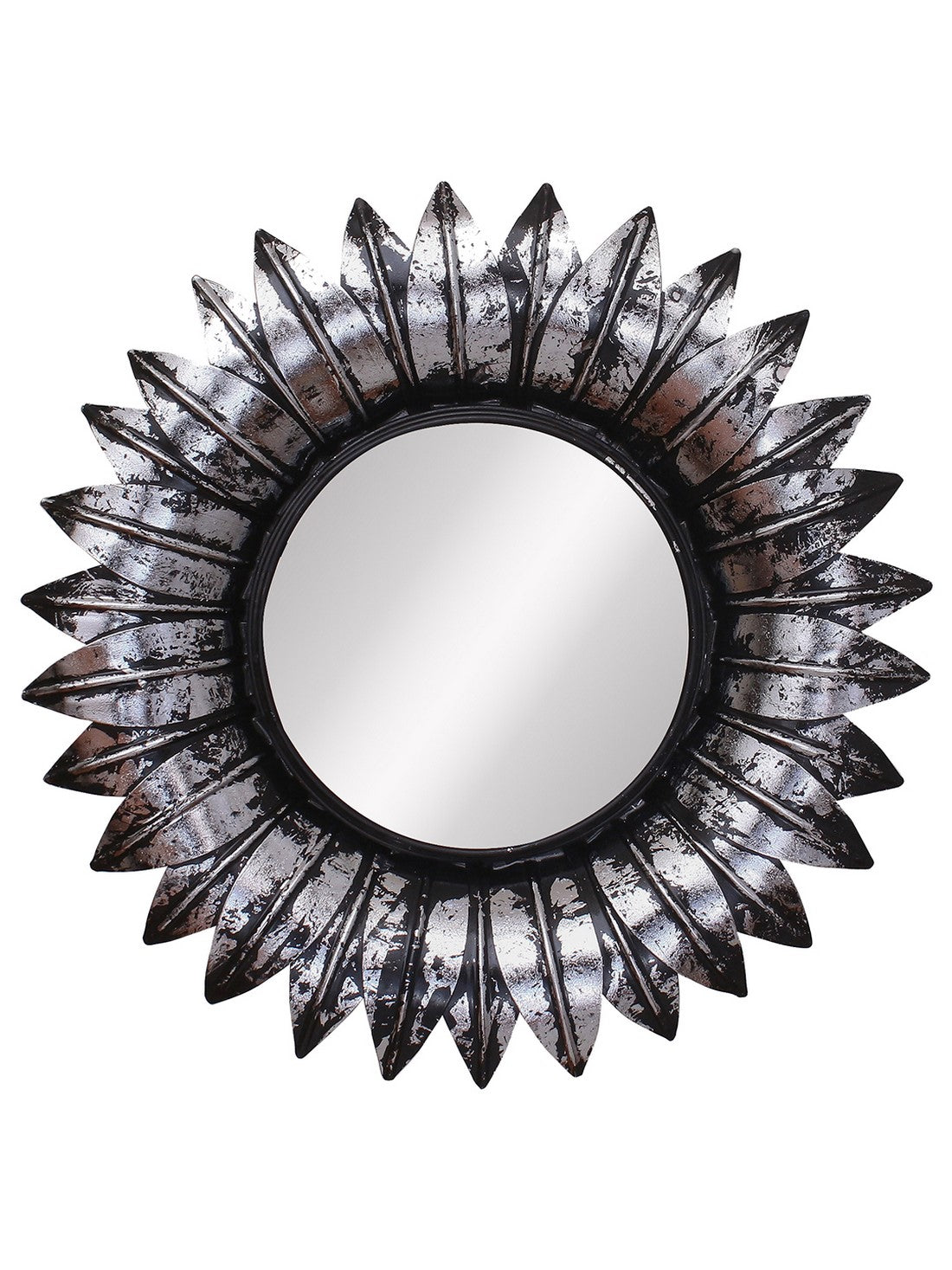 Grey and Black Decorative Metal Handcarved Wall Mirror 1