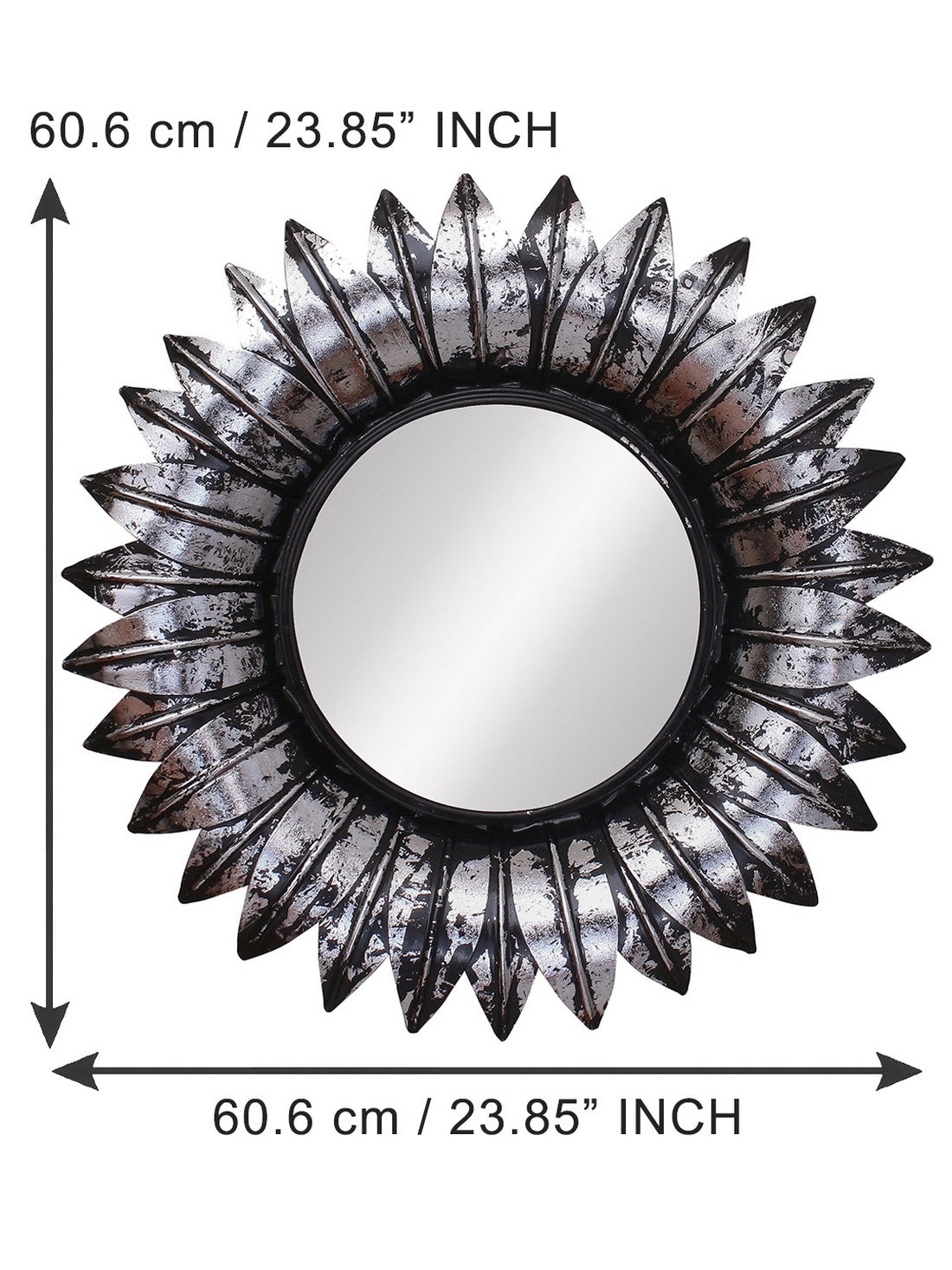 Grey and Black Decorative Metal Handcarved Wall Mirror 2