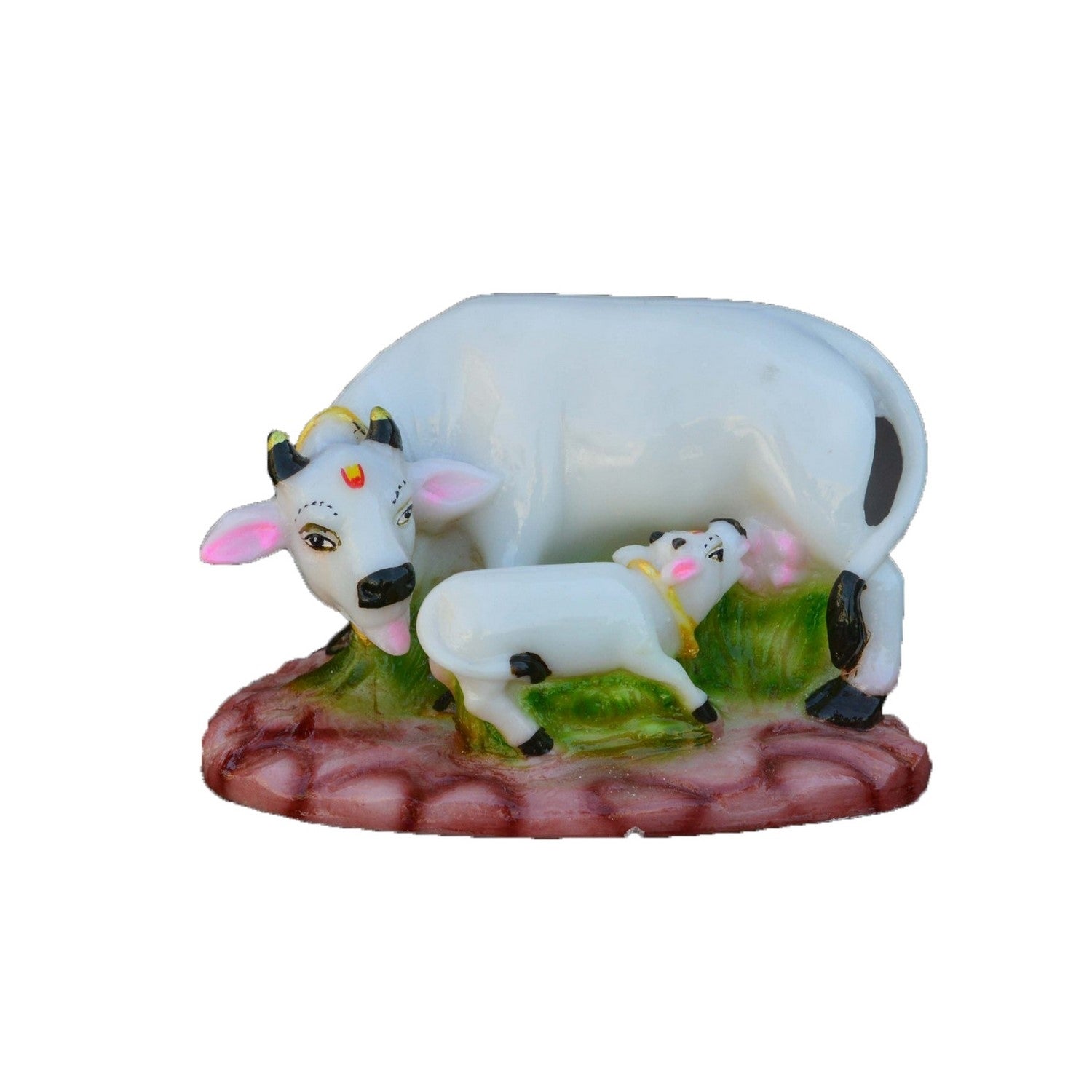 Polyresin White Cow and Calf Statue