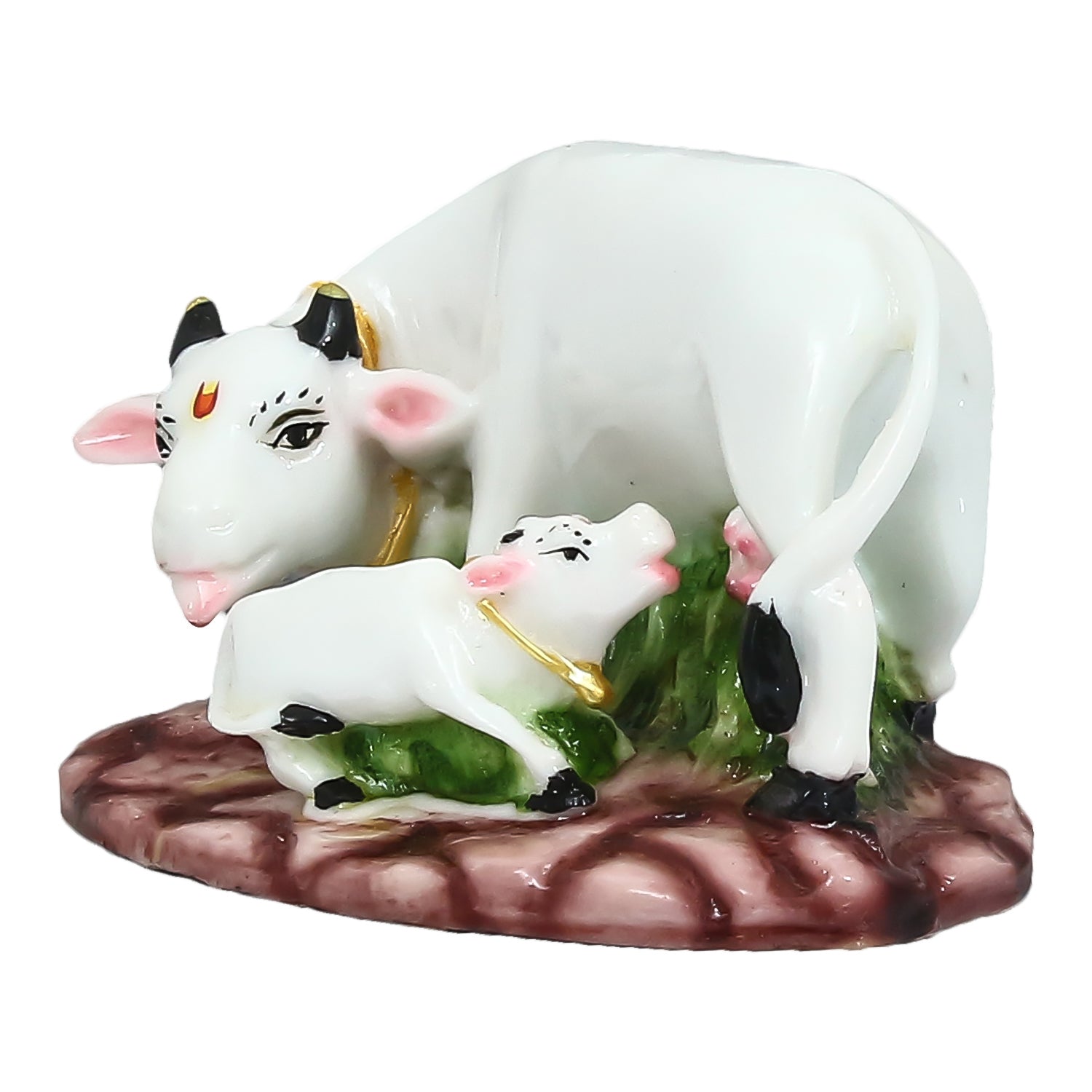 Polyresin White Cow and Calf Statue 3