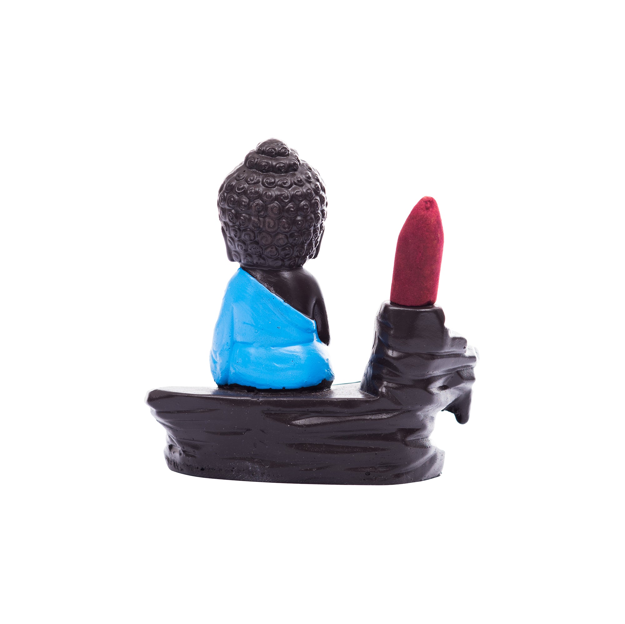 Meditating Monk Buddha Smoke Fountain with 10 Backflow Cone Decorative Incense Holder 5