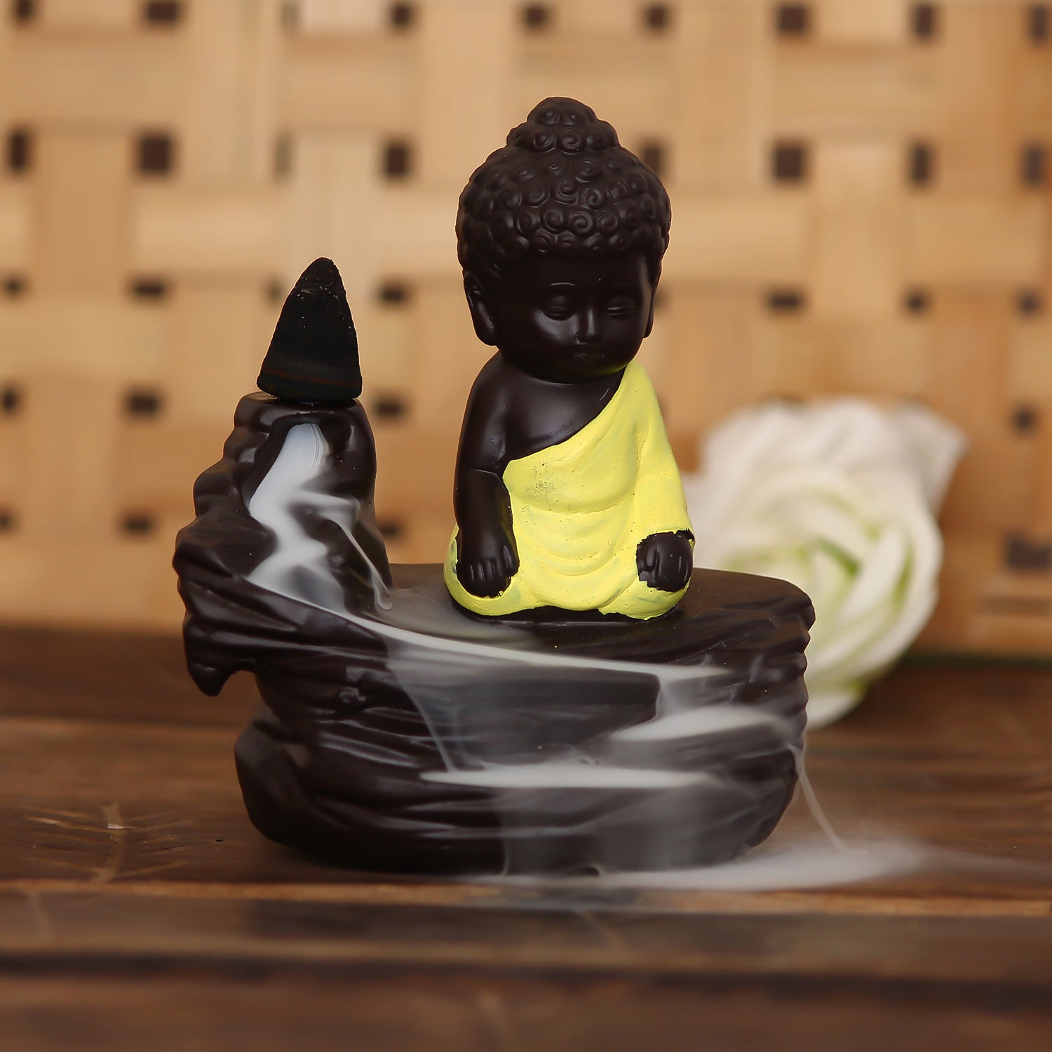 Yellow Buddha Backflow Smoke Fountain with 10 incenses