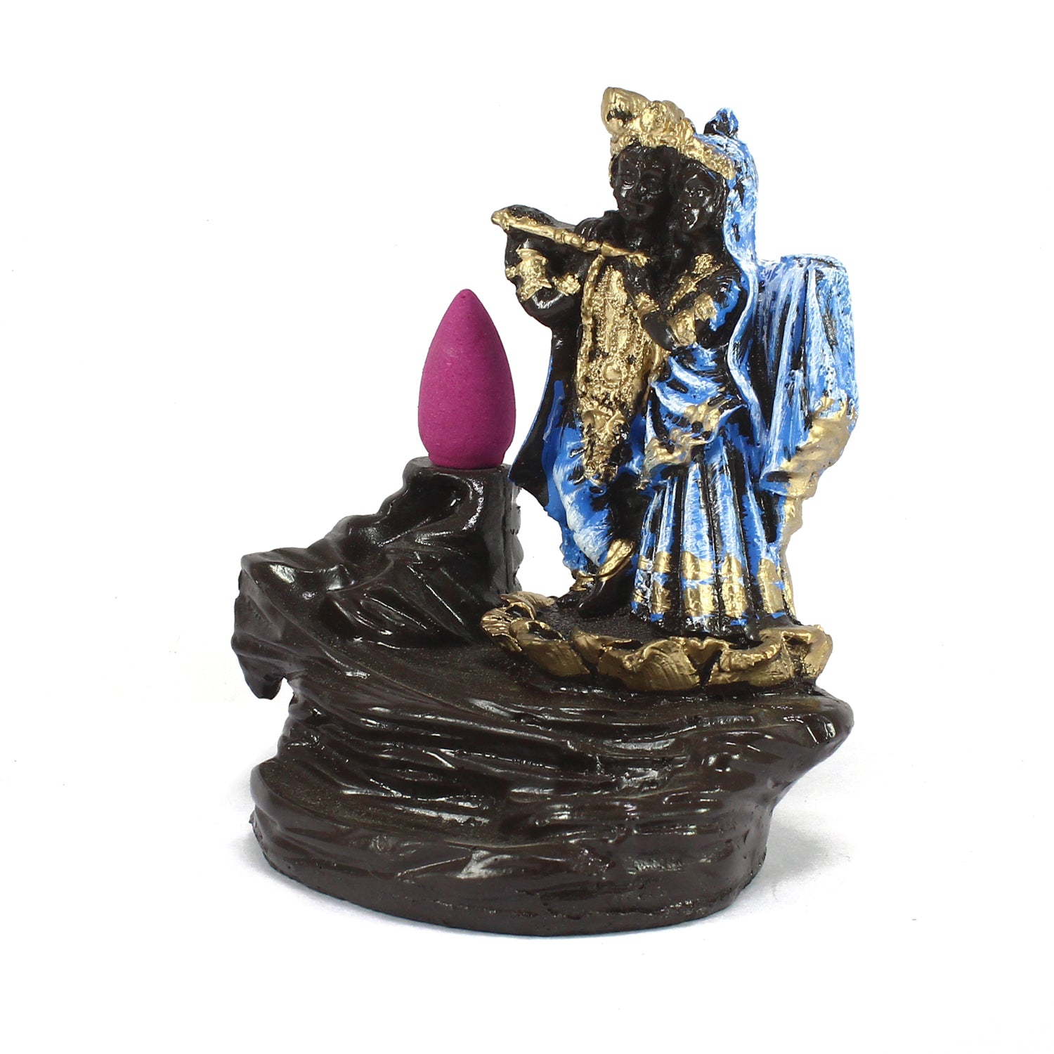 Lord Blue Krishna Smoke Backflow Cone Incense Holder Decorative Showpiece 4