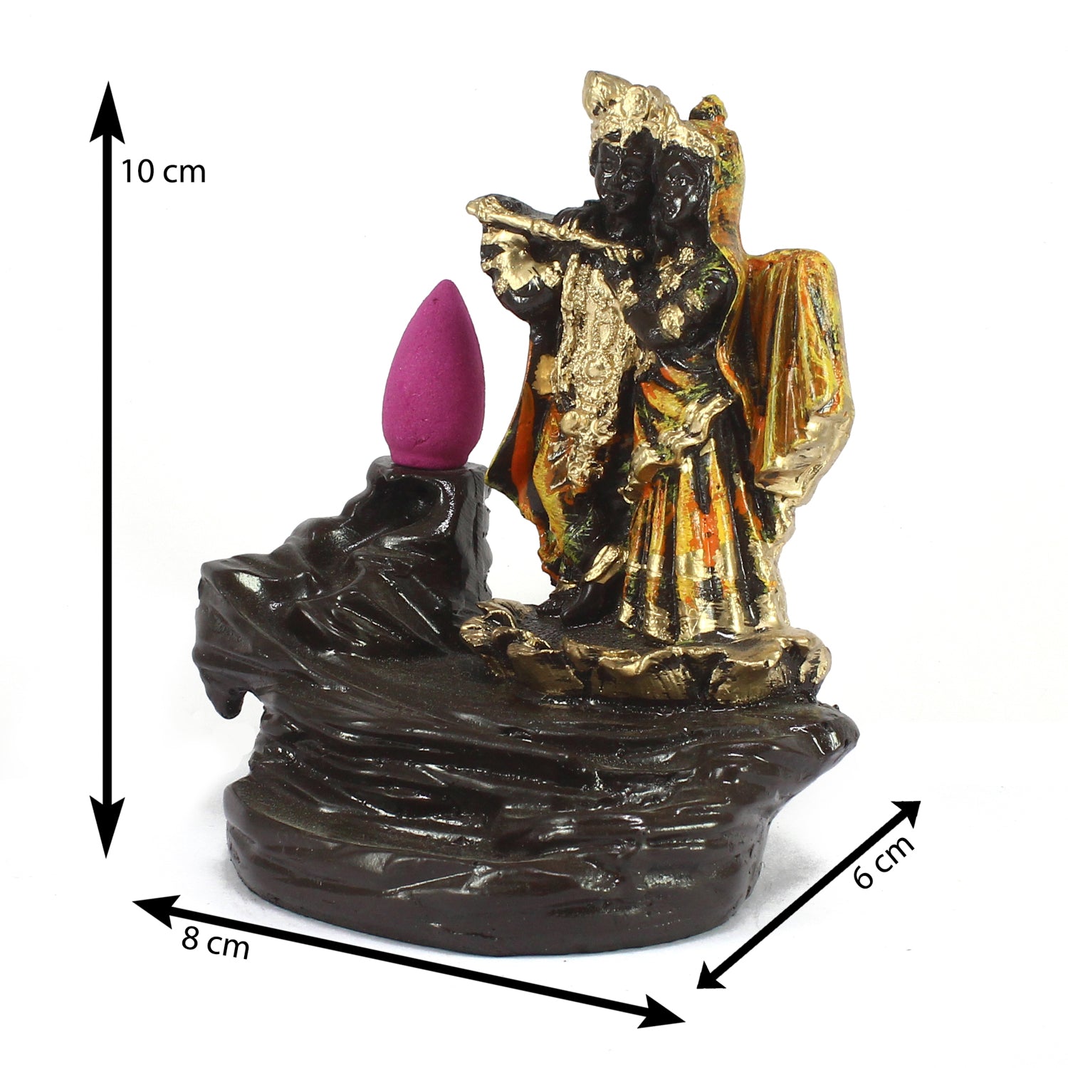 Radha Krishna Idol Smoke Backflow Cone Incense Holder Decorative Showpiece 2