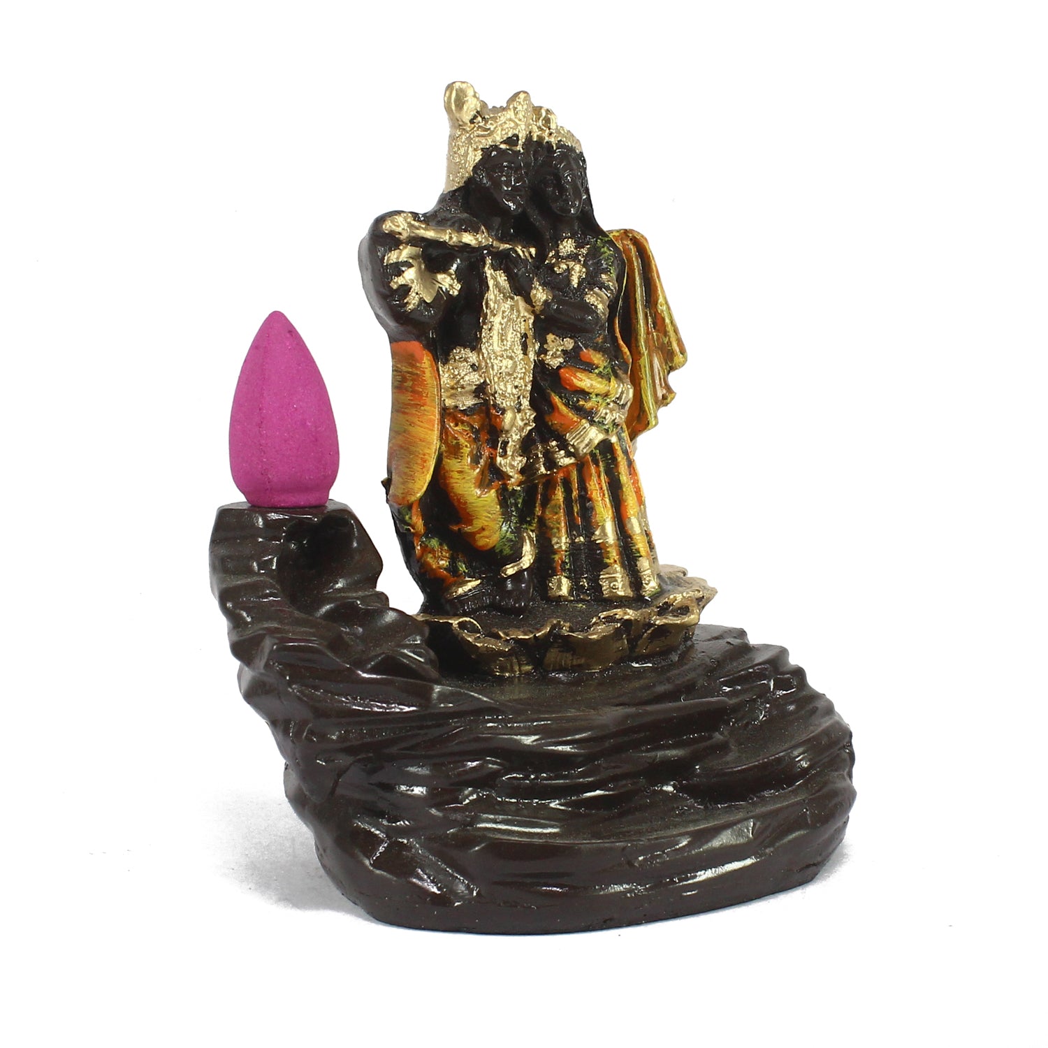 Radha Krishna Idol Smoke Backflow Cone Incense Holder Decorative Showpiece 3