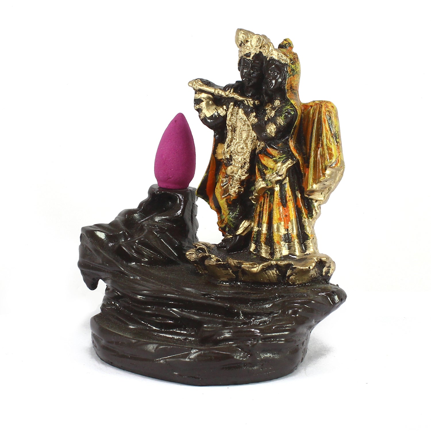 Radha Krishna Idol Smoke Backflow Cone Incense Holder Decorative Showpiece 4