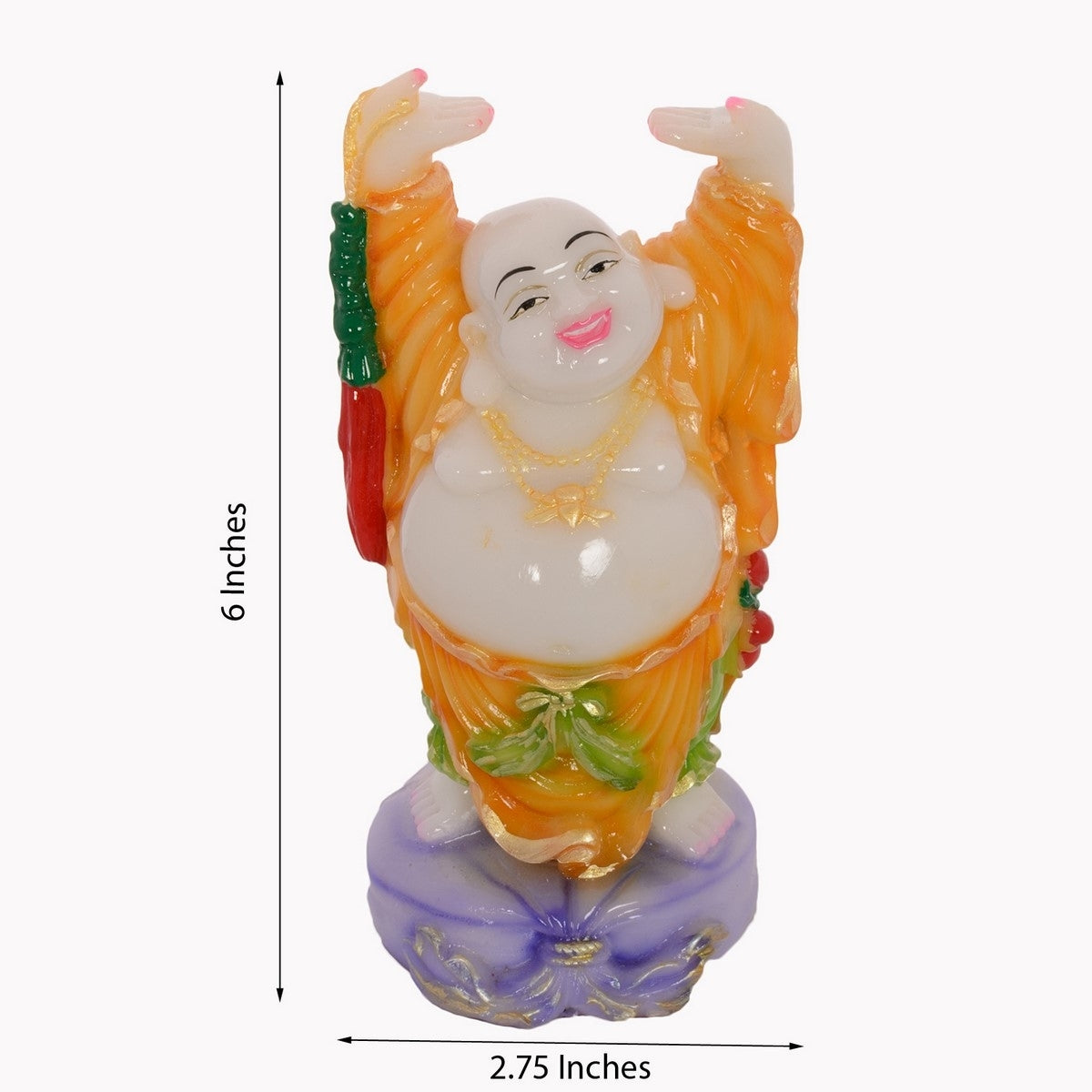 Feng Shui standing Laughing Buddha with Hands Up Statue 2