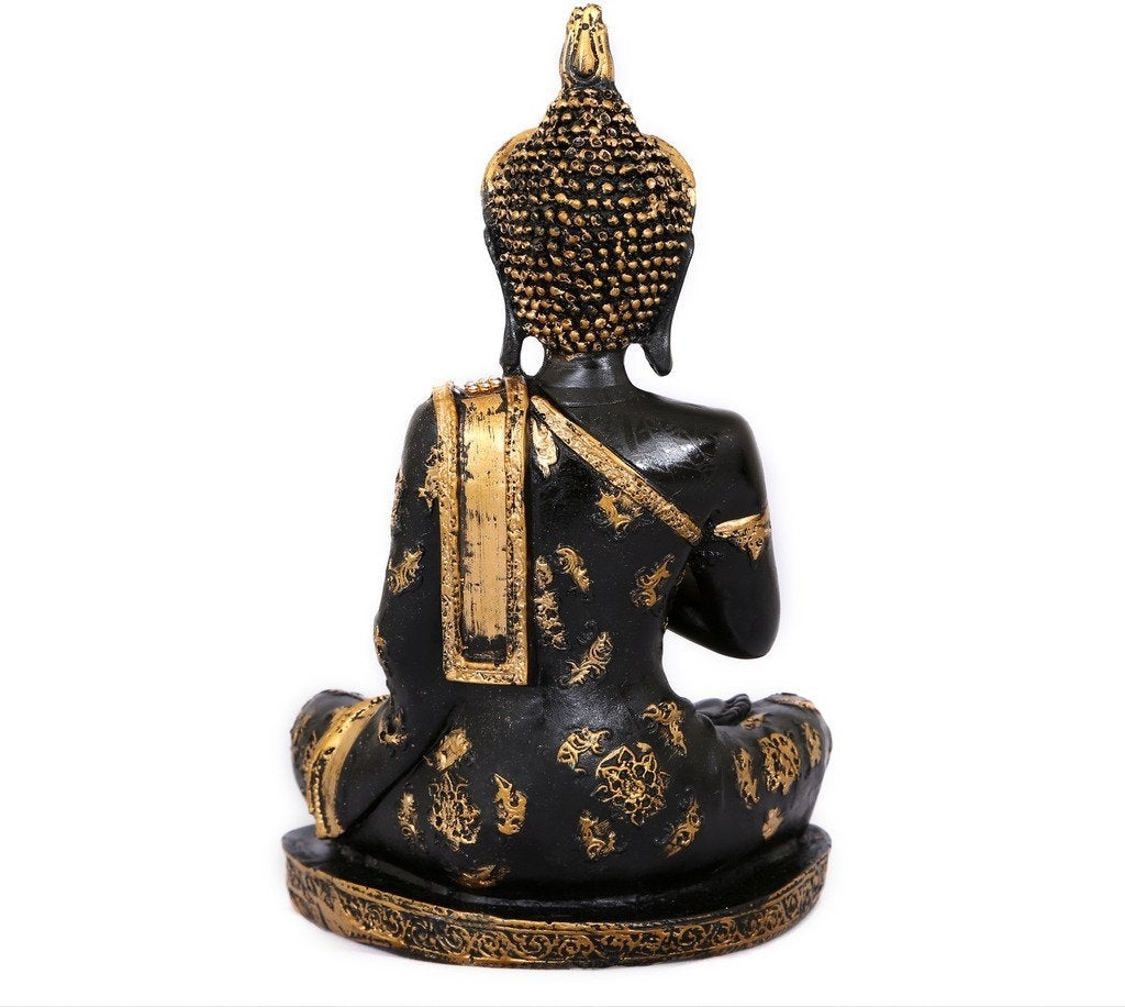 Handcrafted Decorative Meditating Buddha (Size - 25CmxGolden and BlackxPolyresin), 1 Lord Buddha Idol 4