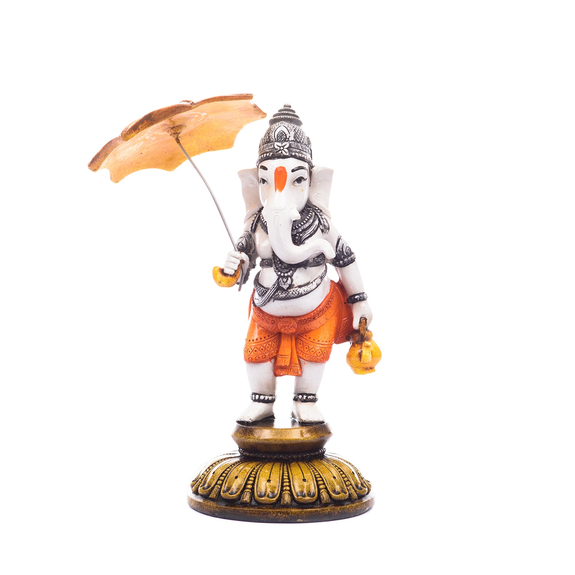 Handcrafted Polyresin Standing Lord Ganesha Idol Holding Umbrella 1