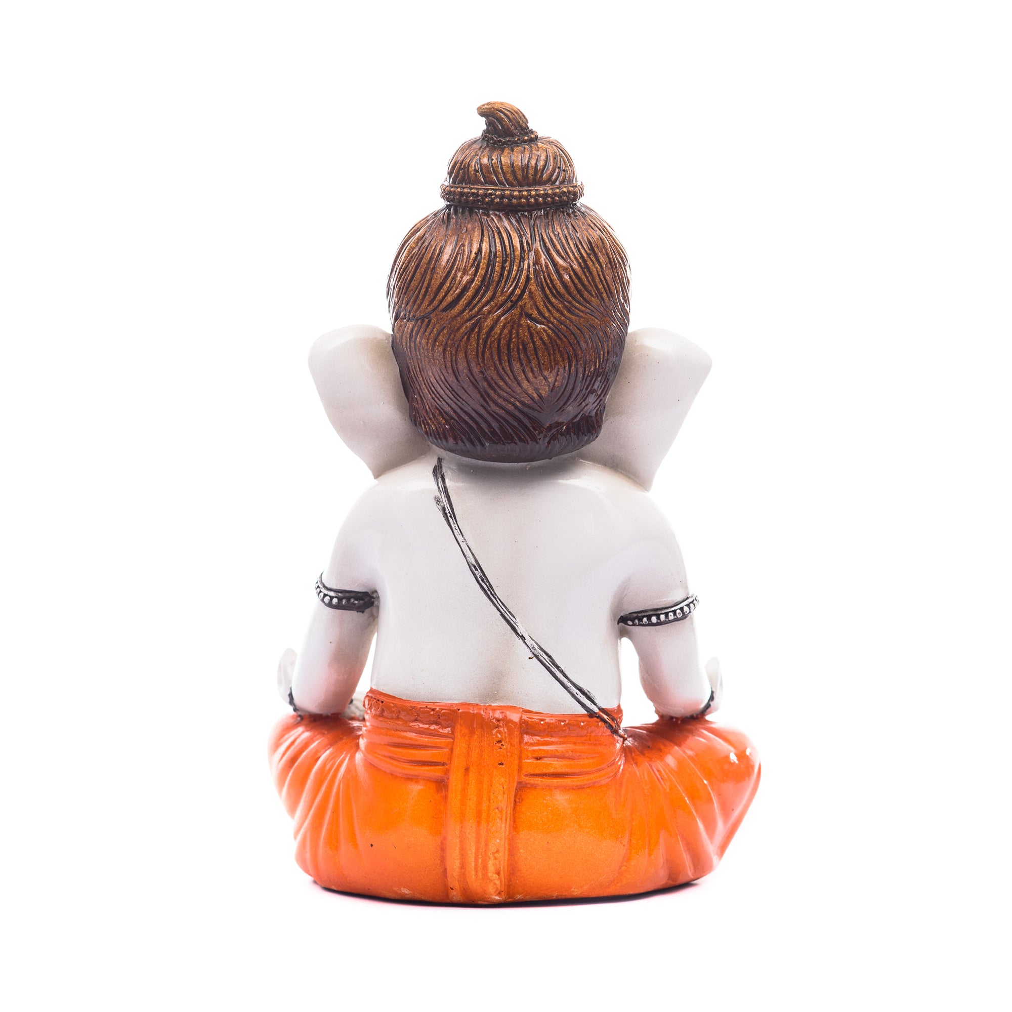 Orange Polyresin Meditating Lord Ganesha Statue 4