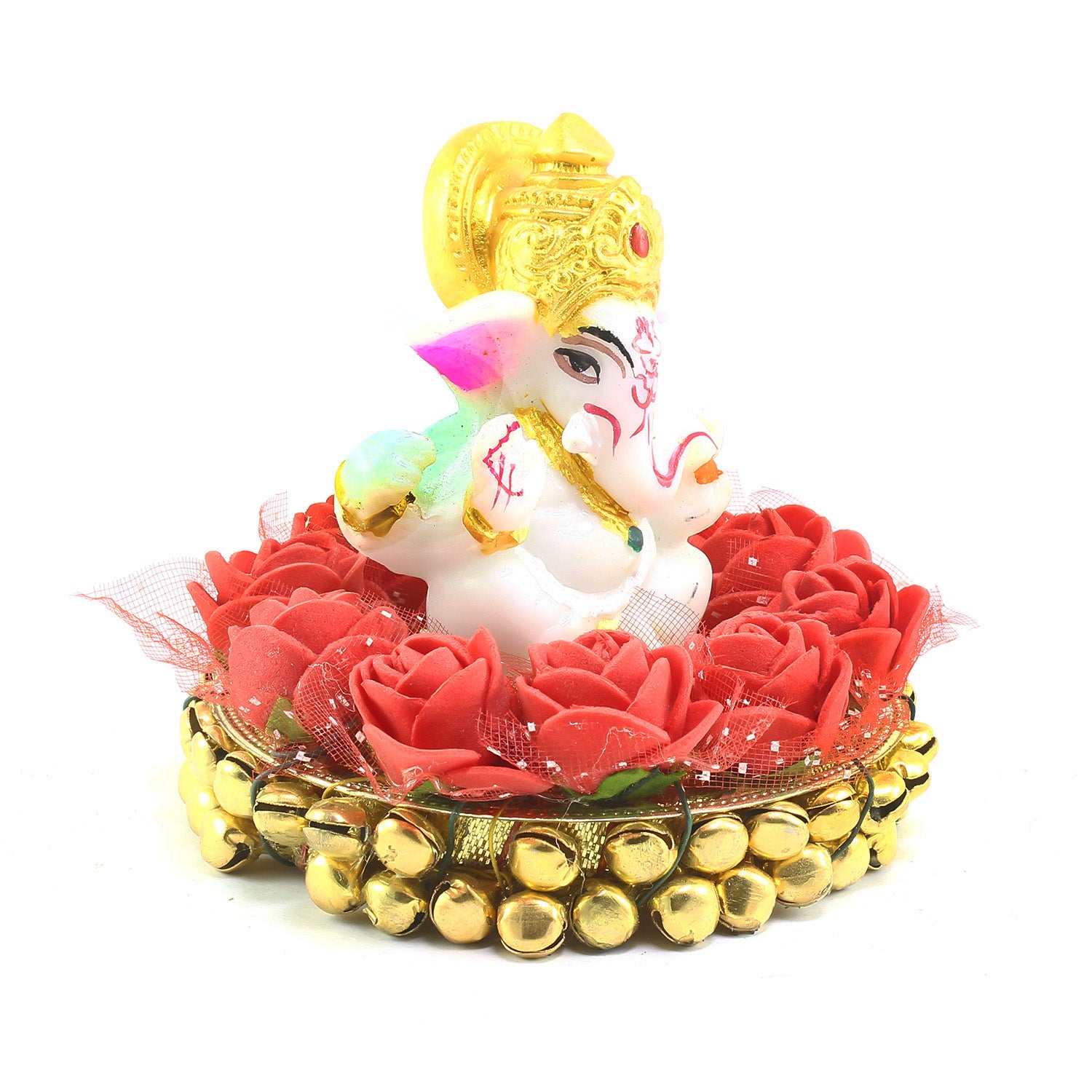 Polyresin Lord Ganesha Idol on Decorative Plate for Car Dashboard and Home 3