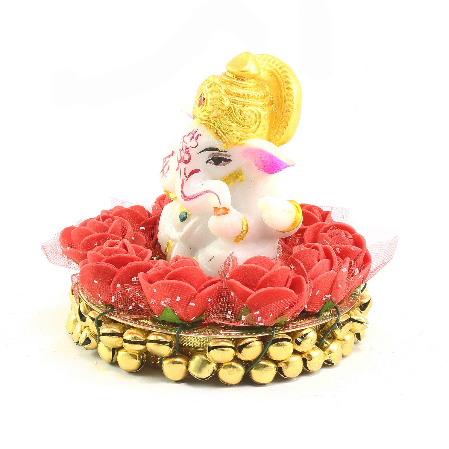 Polyresin Lord Ganesha Idol on Decorative Plate for Car Dashboard and Home 4