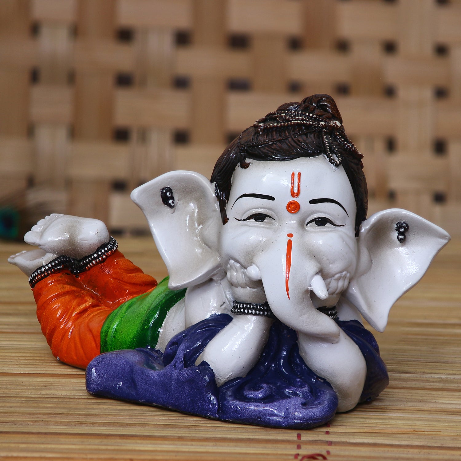 Handcrafted Polyresin Resting Lord Ganesha Idol 1