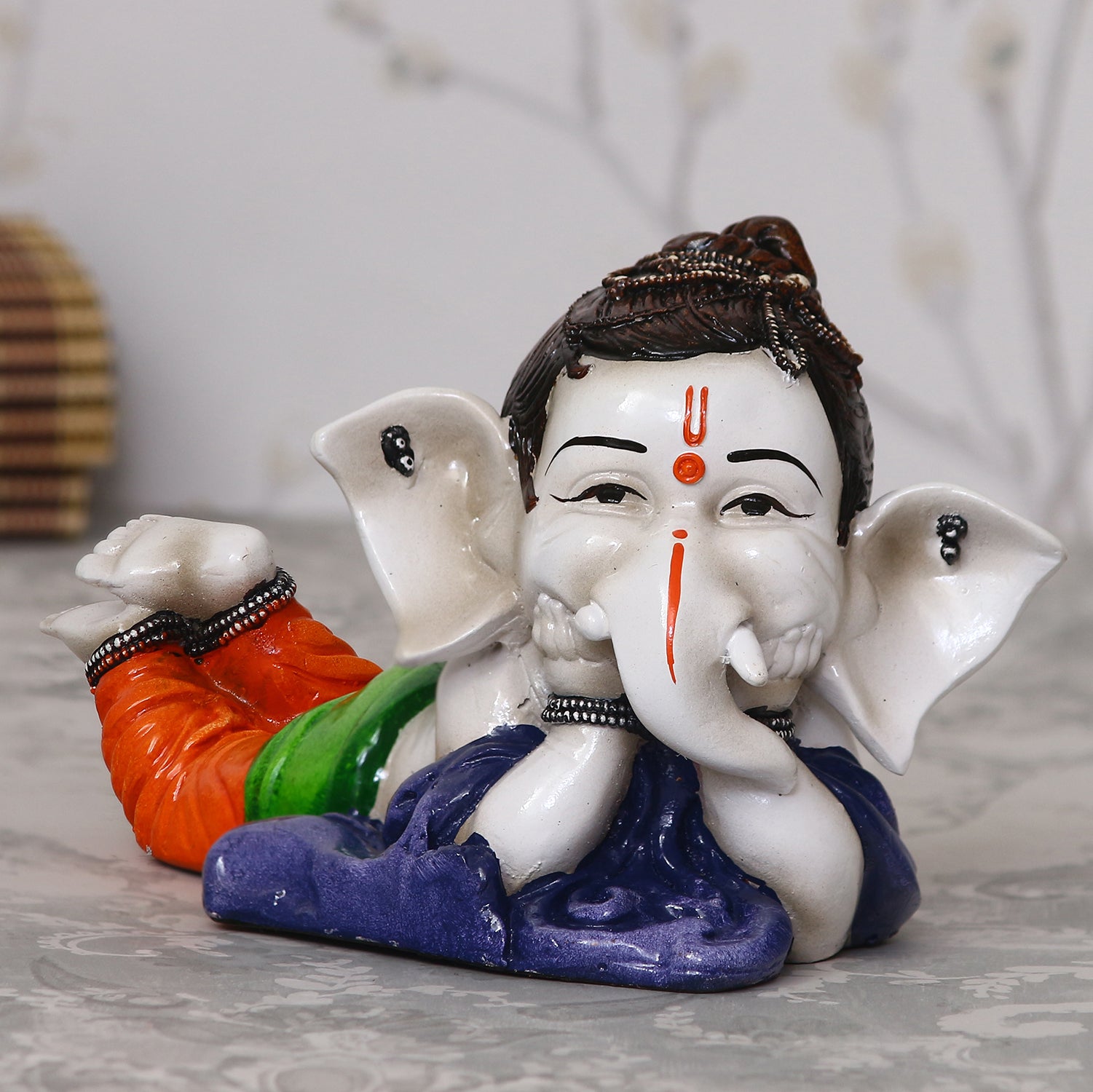 Handcrafted Polyresin Resting Lord Ganesha Idol
