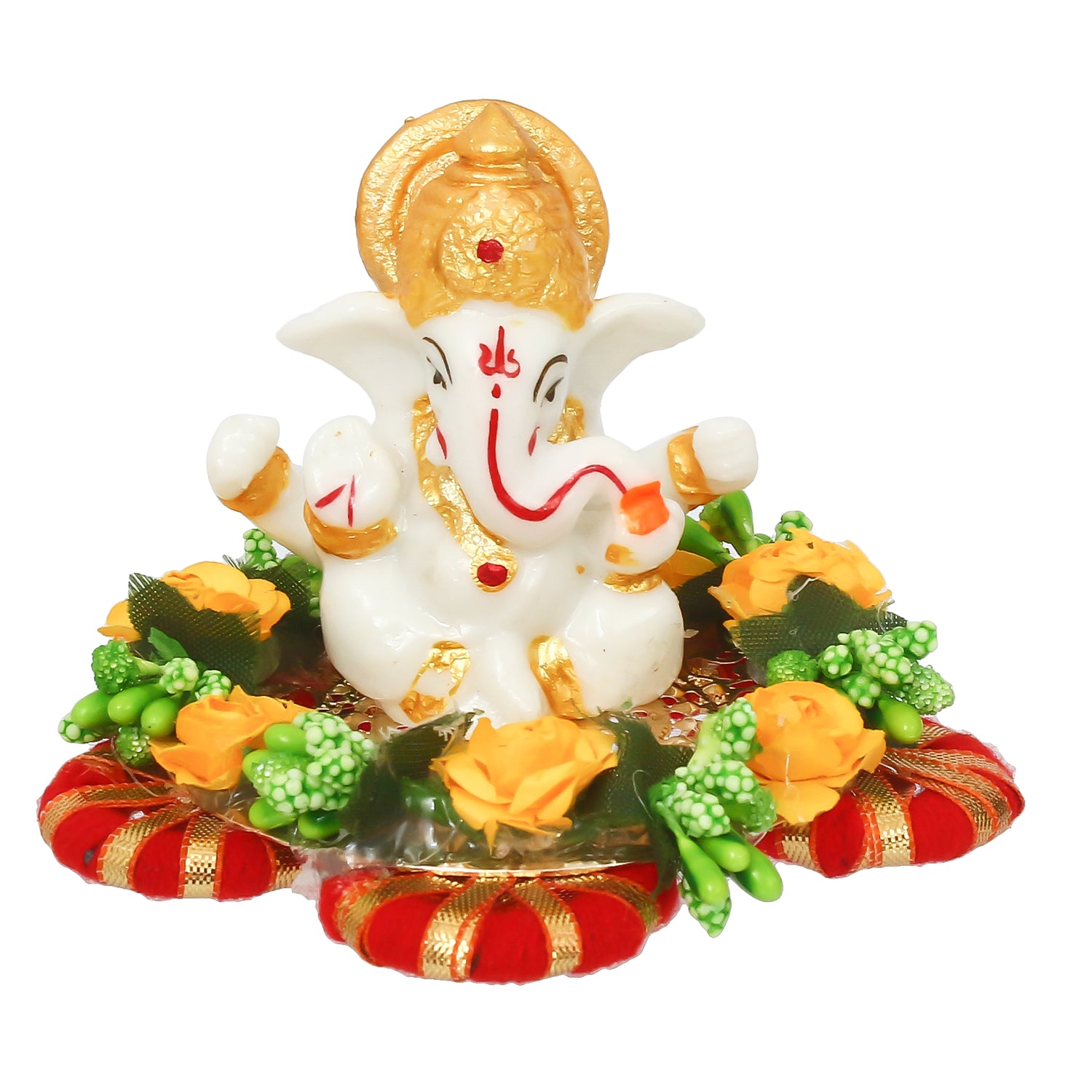Lord Ganesha Idol On Decorative Handicrafted Plate For Home And Car Dashboard 1