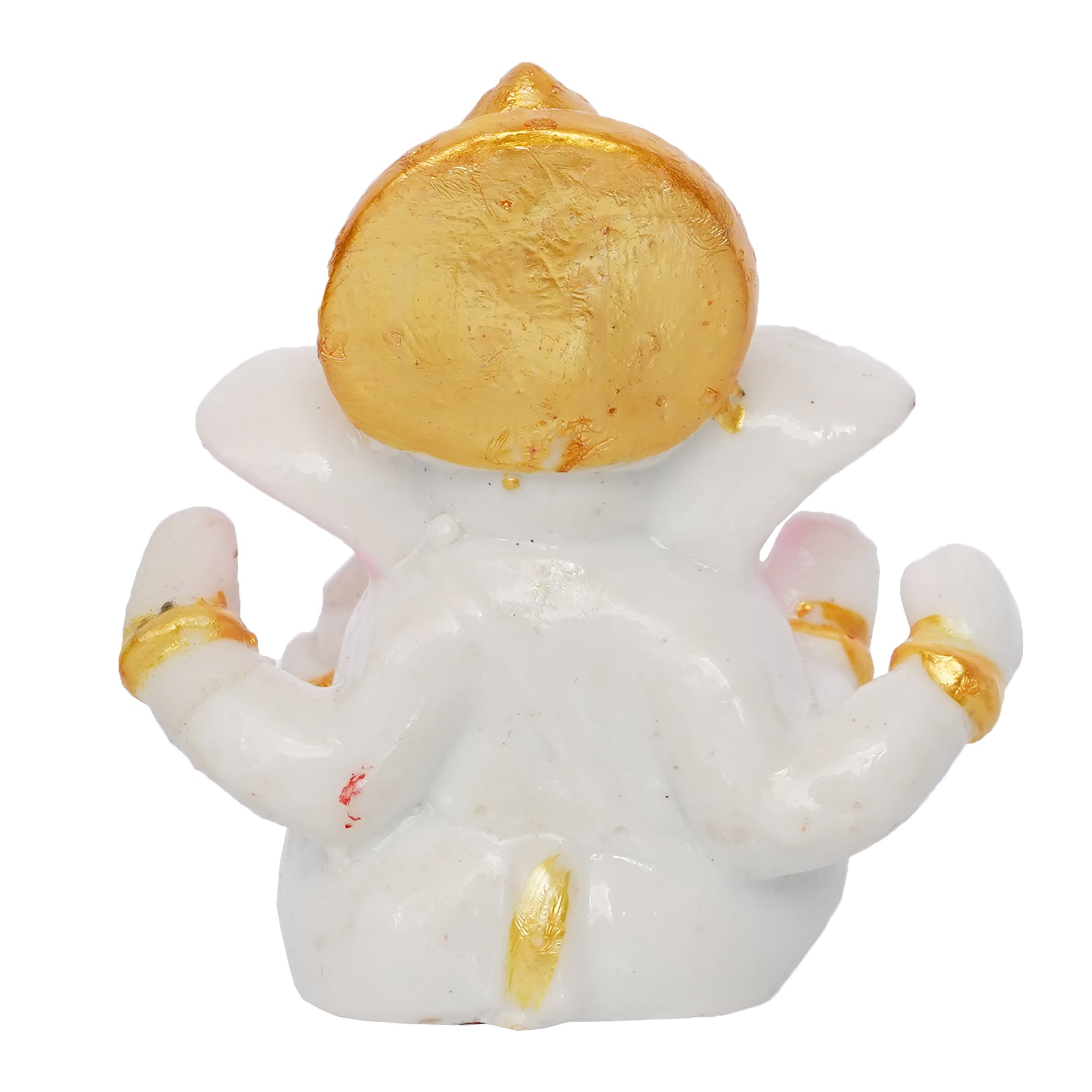 White Polyresin Lord Ganesha Idol with Golden Mukut 6
