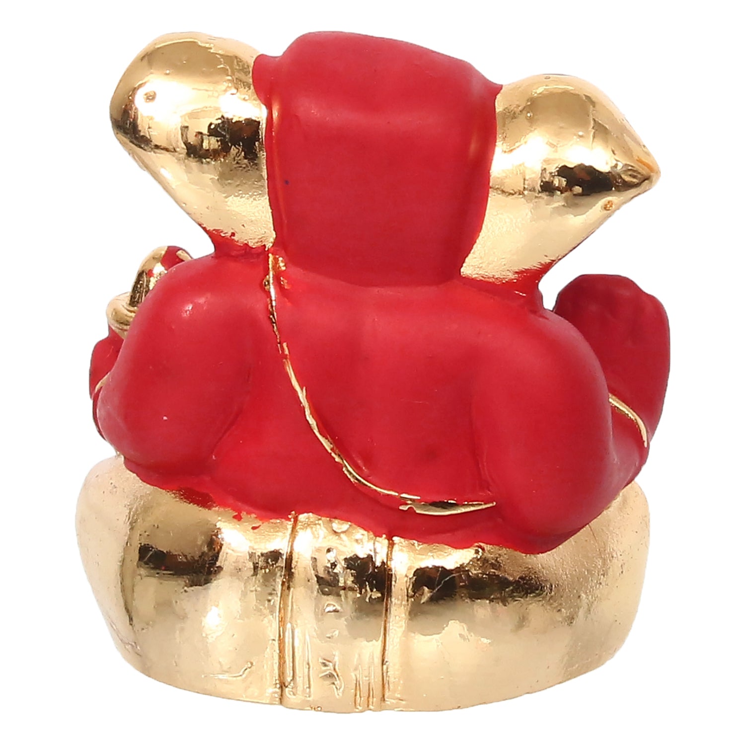 Gold Plated Red Polyresin Appu Ganesha Idol for Home, Temple, Office and Car Dashboard 6
