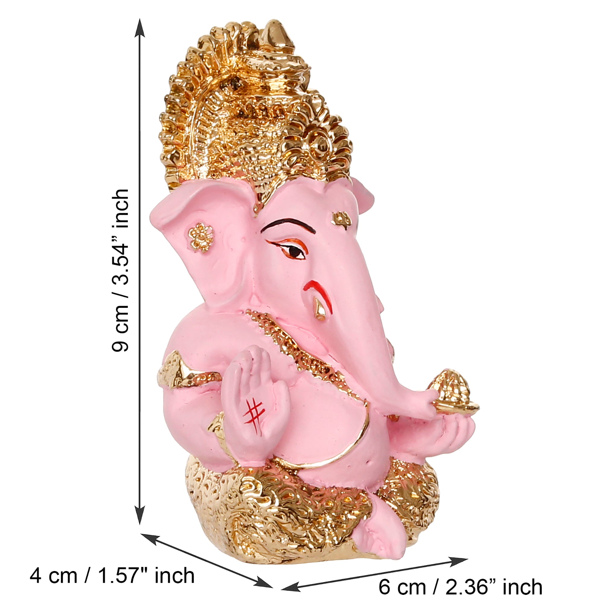 Gold Plated Pink Siddhivinayak Ganesha Idol For Home/Temple/Office/Car Dashboard 4