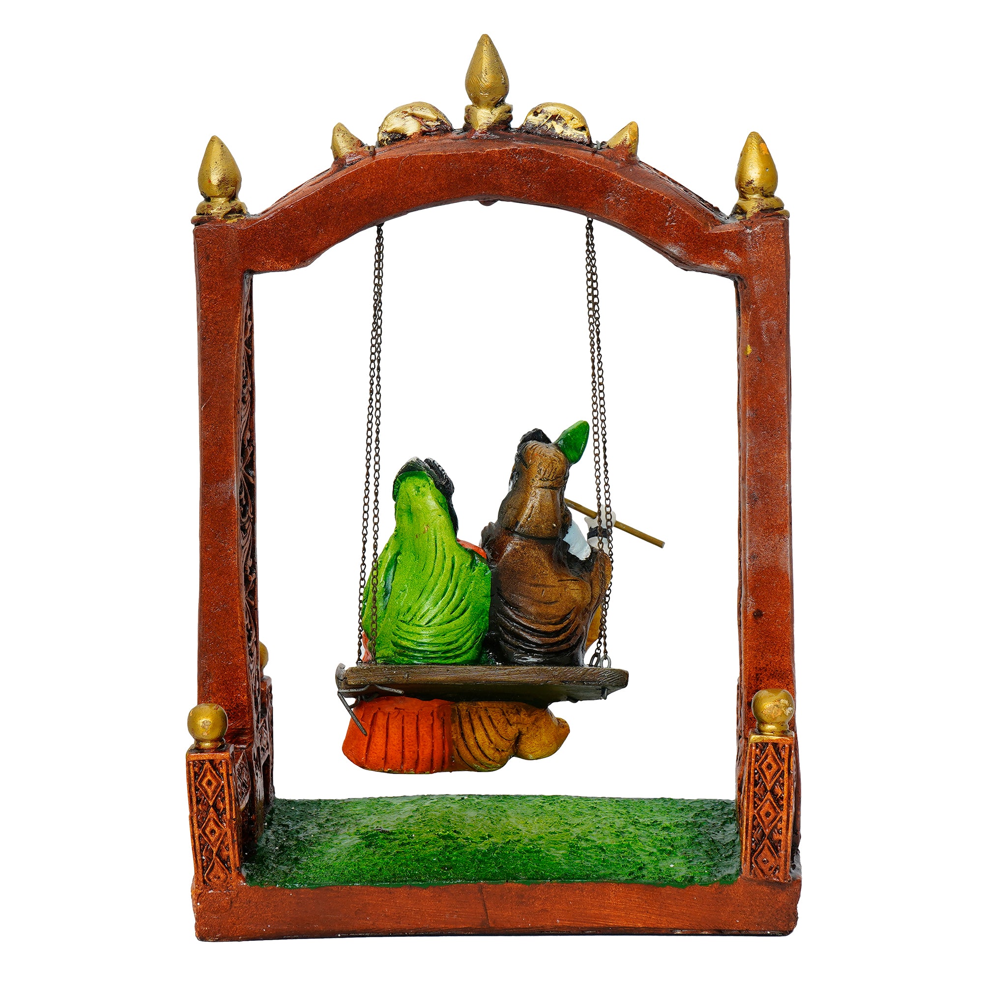 Colorful Radha Krishna on Swing Handcrafted Polyresin Figurine 6